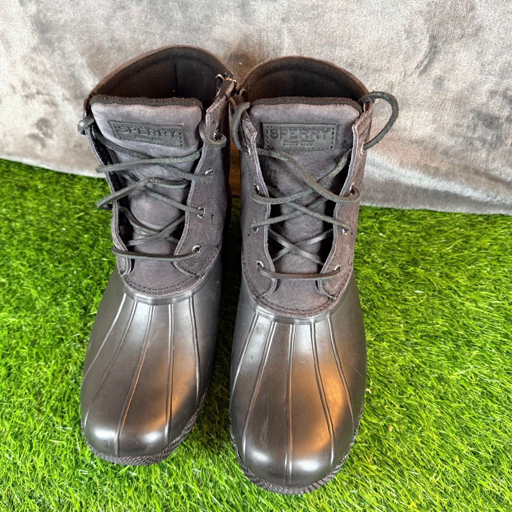 Sperry Sperry Saltwater Black Grey Leather Rubber Duck Boots STS88108 Womens Size 10 Size US 11 / IT 41 - 4 Thumbnail