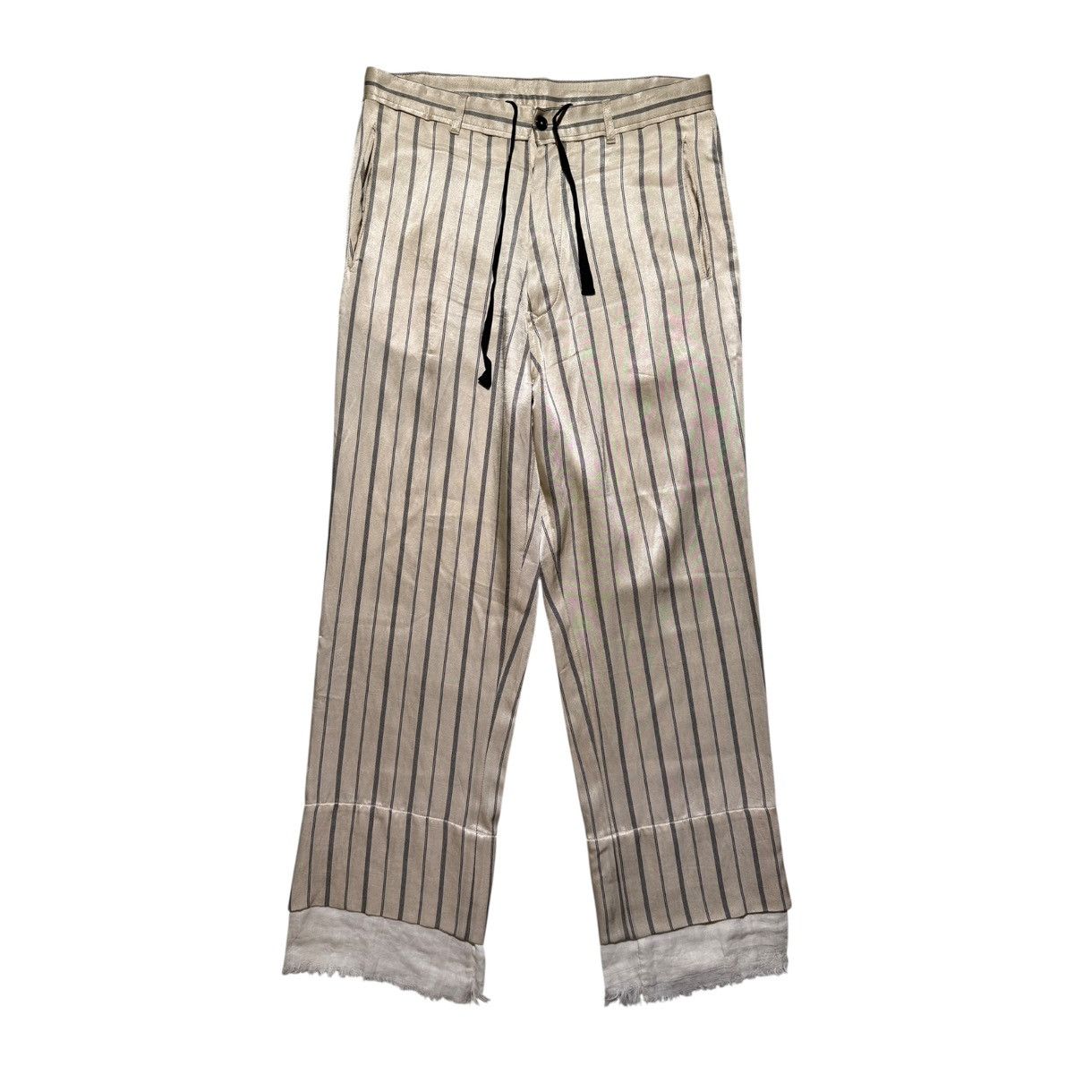 Ann Demeulemeester Striped silk/linen ecru trouser Size US 32 / EU 48 - 1 Thumbnail