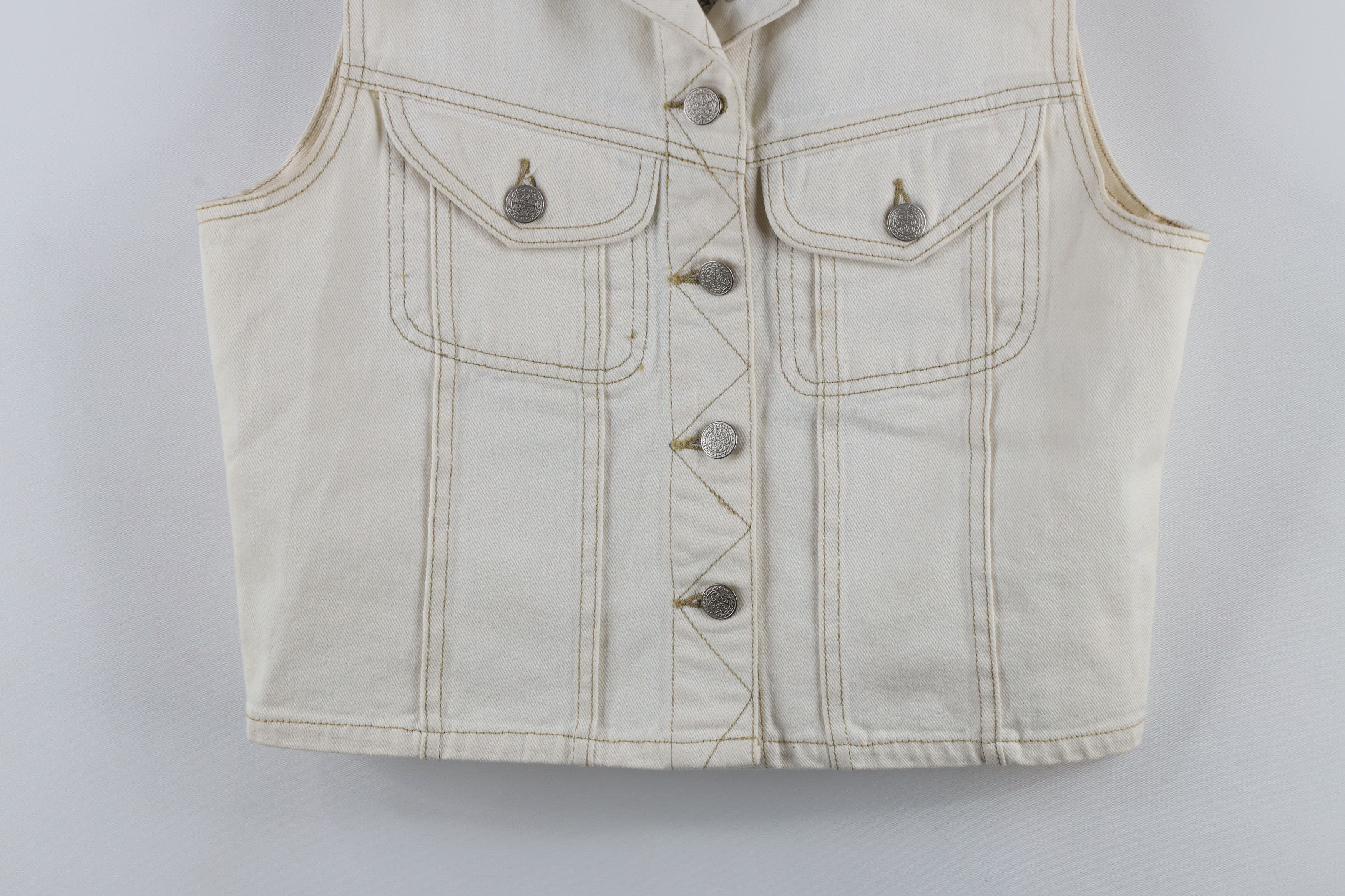 Vintage Vintage 90s Streetwear Wolf Cropped Denim Vest Jacket Size M / US 6-8 / IT 42-44 - 3 Thumbnail