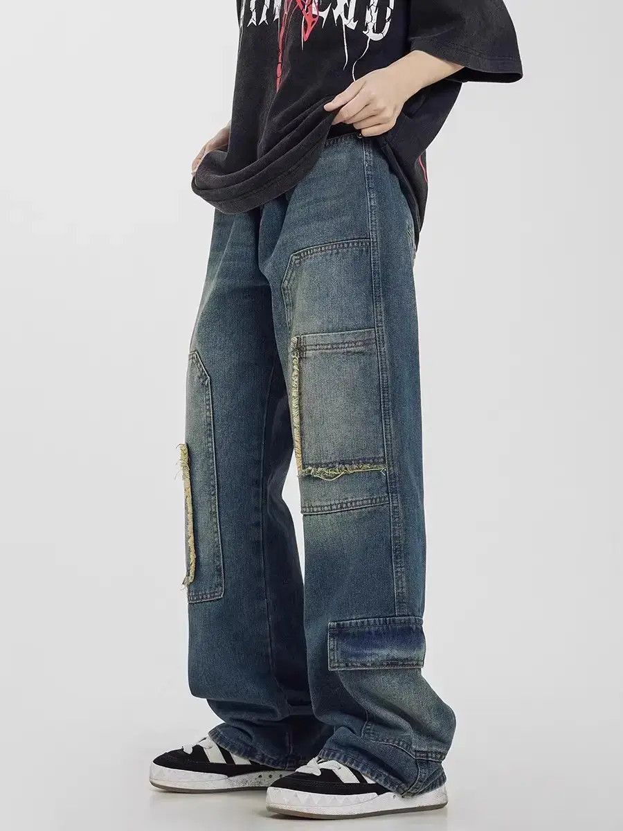 Japanese Brand Retro washed patchwork jeans Size US 32 / EU 48 - 2 Thumbnail