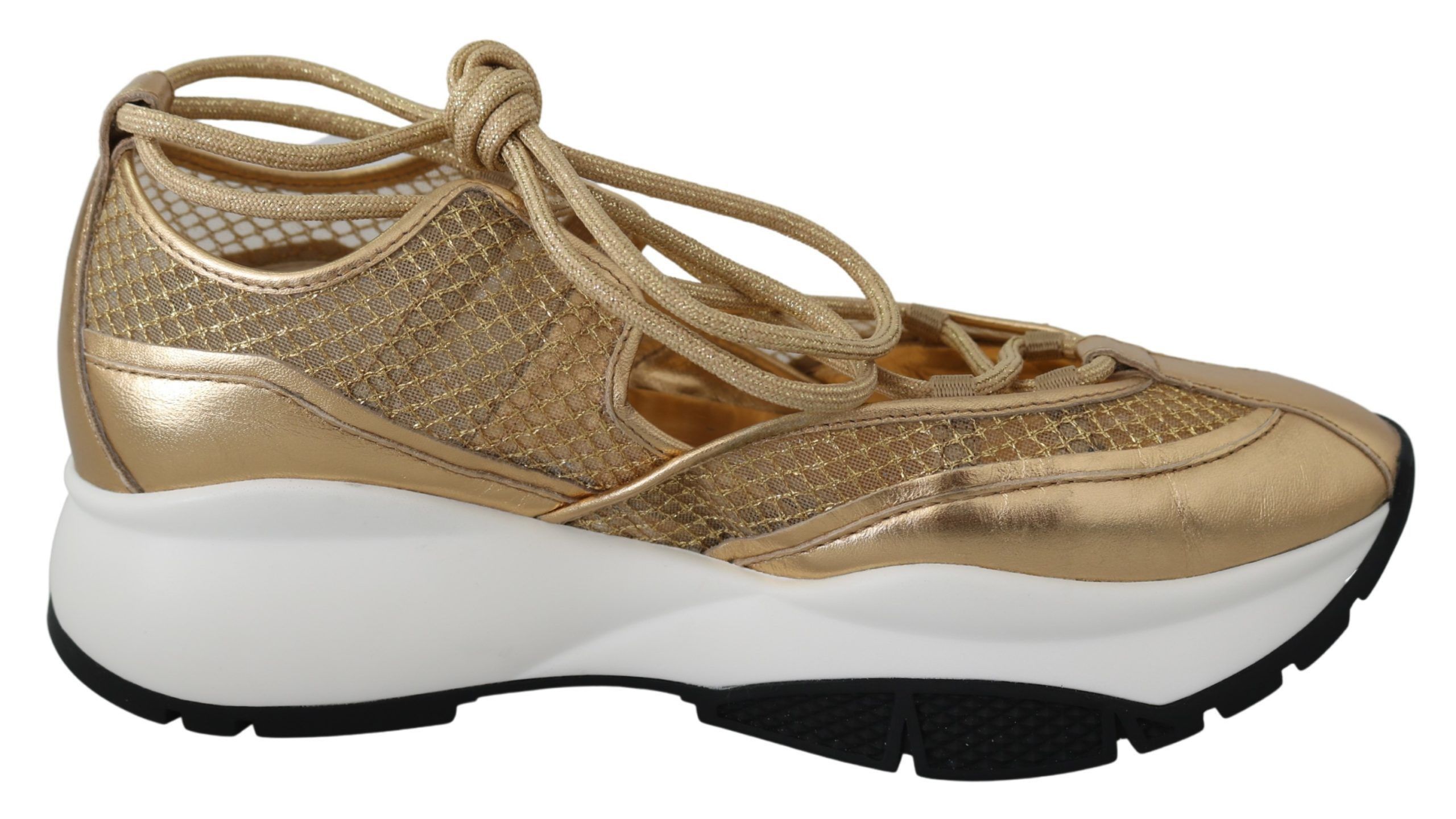 Jimmy Choo Golden Glamour Mesh Leather Women's Sneakers Size US 6.5 / IT 36.5 - 1 Thumbnail