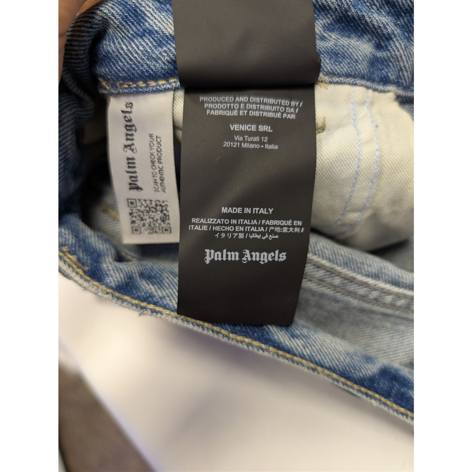 Palm Angels o1rshd1 LW Logo Denim Patches Regular Fit Jeans Light Blue Size US 30 / EU 46 - 21 Thumbnail