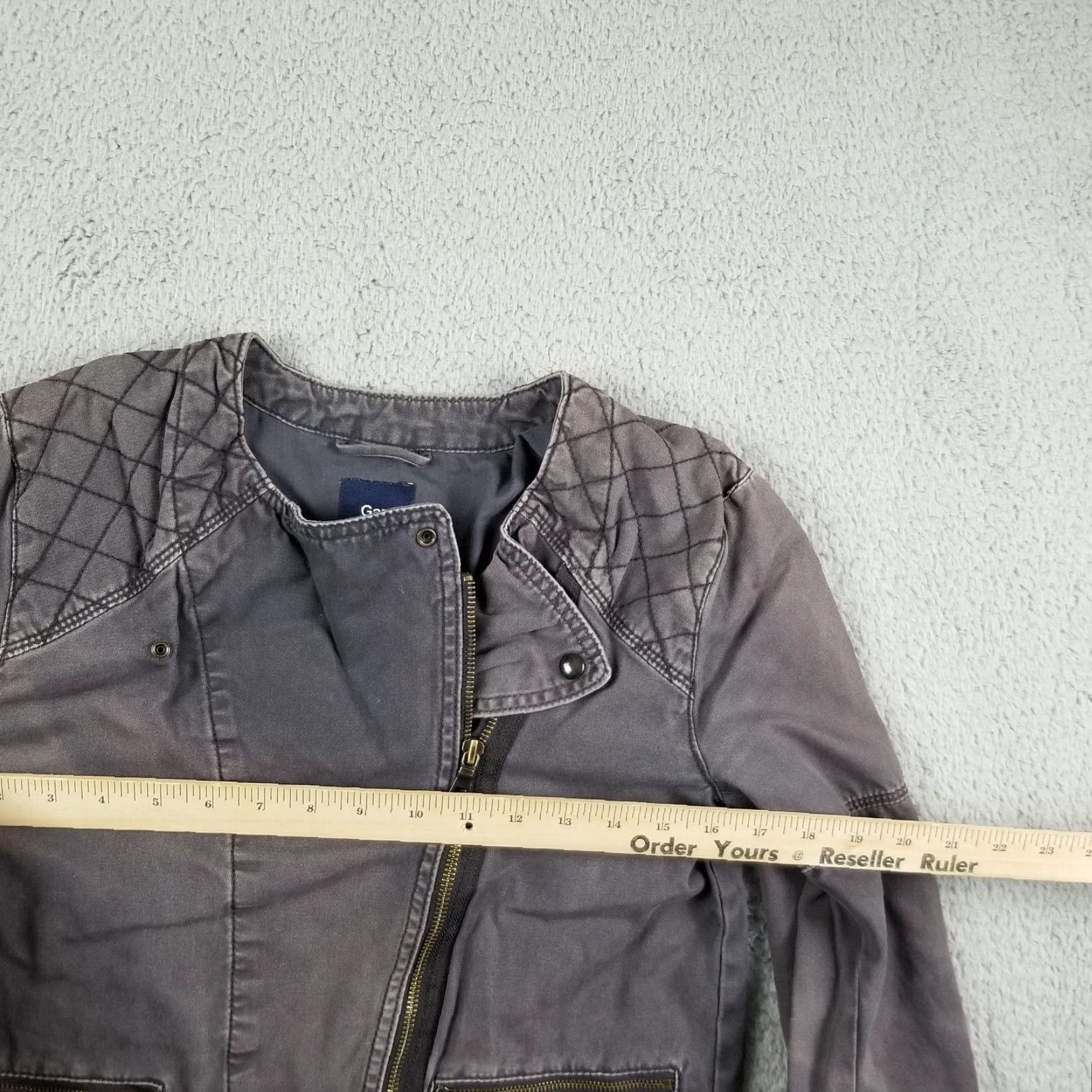 Gap GAP Women's Denim Moto Jacket Size S Gray Casual Biker All Seasons Size S / US 4 / IT 40 - 5 Thumbnail