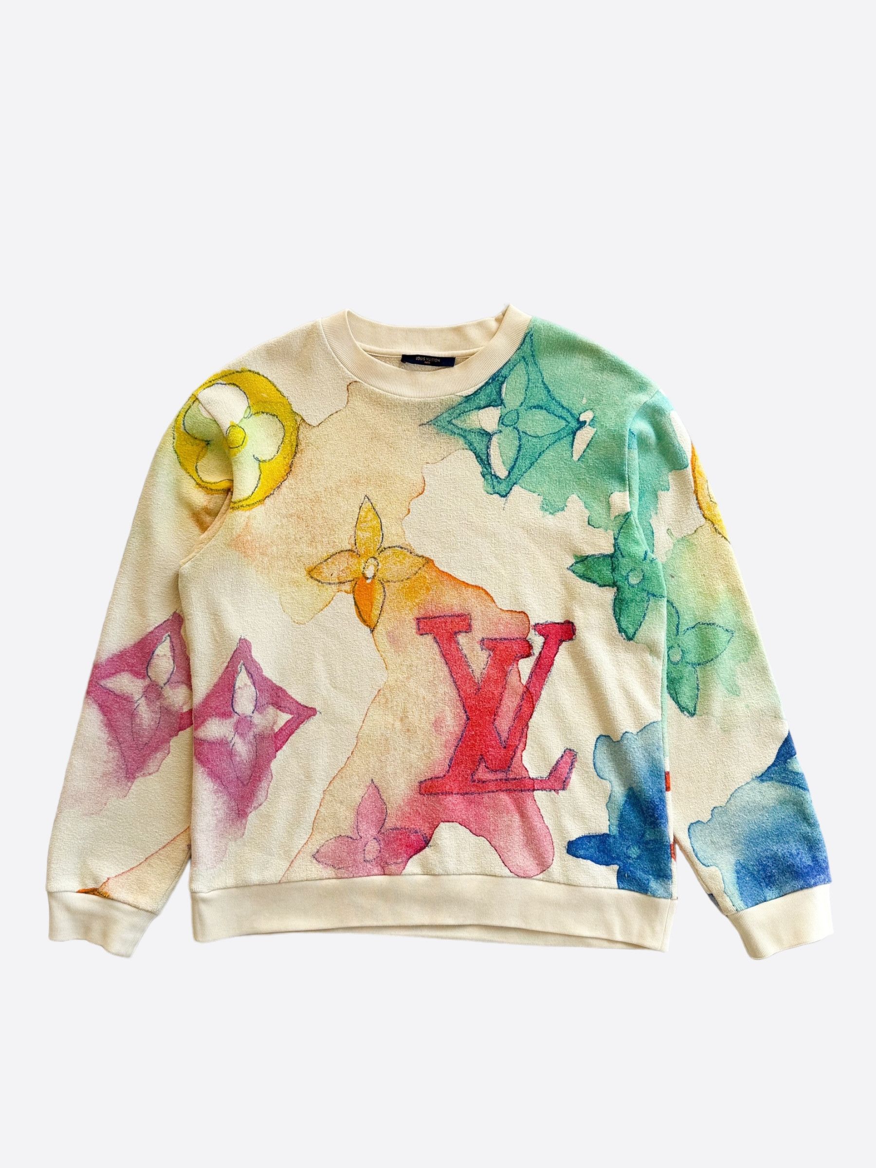 image of Louis Vuitton Multicolor Watercolor Monogram Sweater, Men's (Size XL)