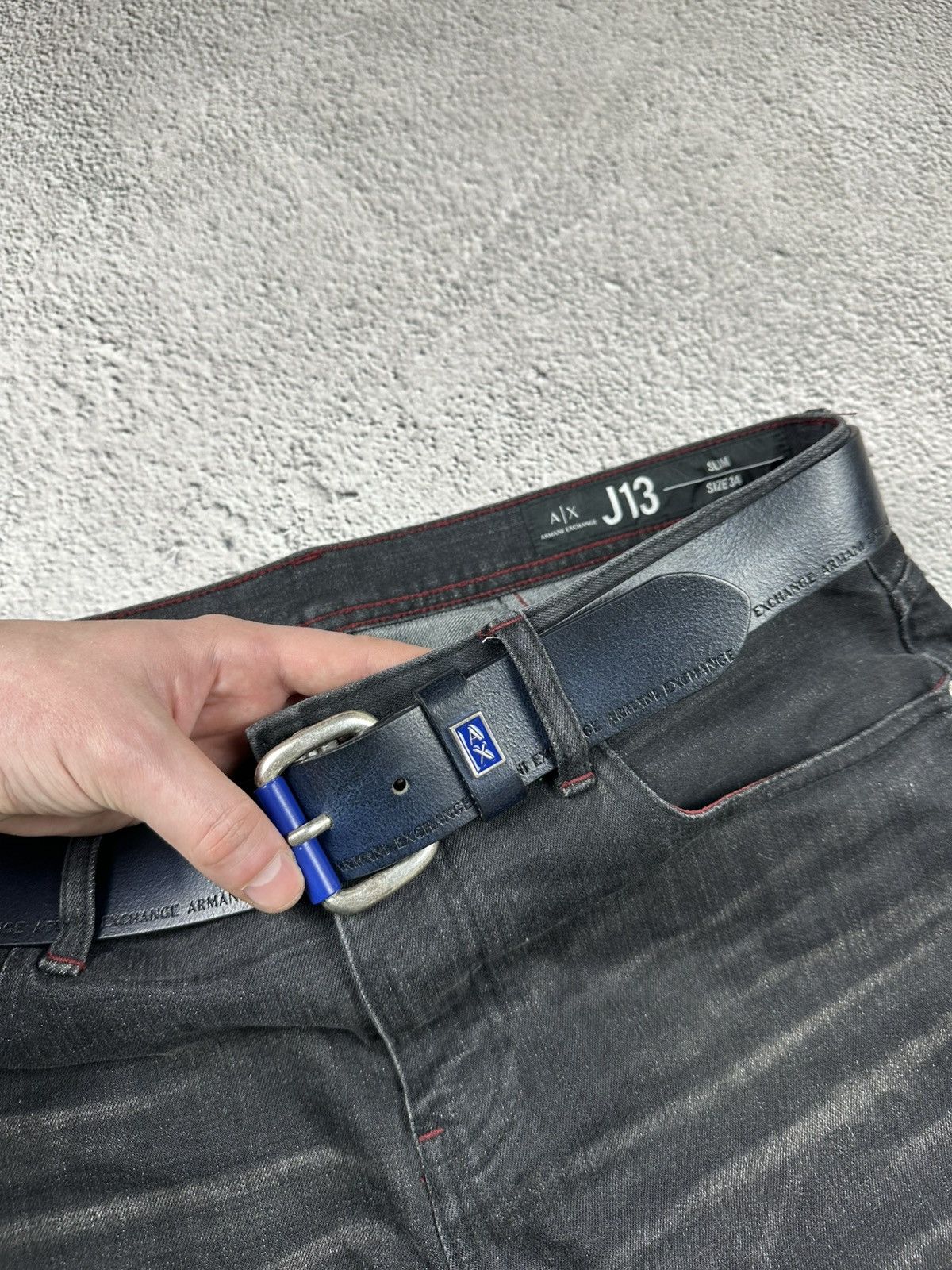 Armani Exchange Armani Exchange Slim Denim Jeans + Armani Leather Belts Y2K Size US 34 / EU 50 - 7 Thumbnail