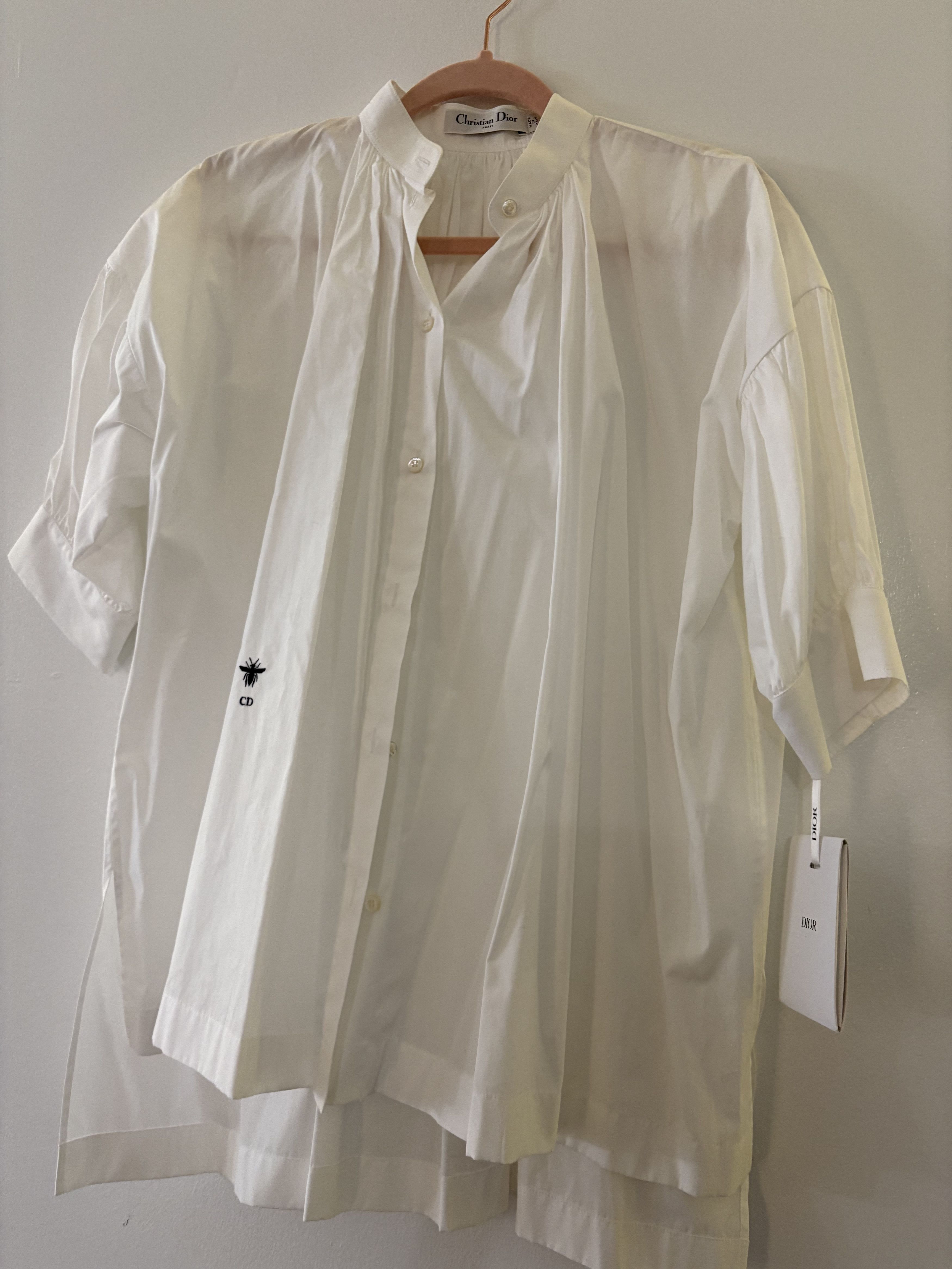 Dior DIOR White Cotton Blouse Size 34 Originally $1950 NWT Size XS / US 0-2 / IT 36-38 - 6 Thumbnail