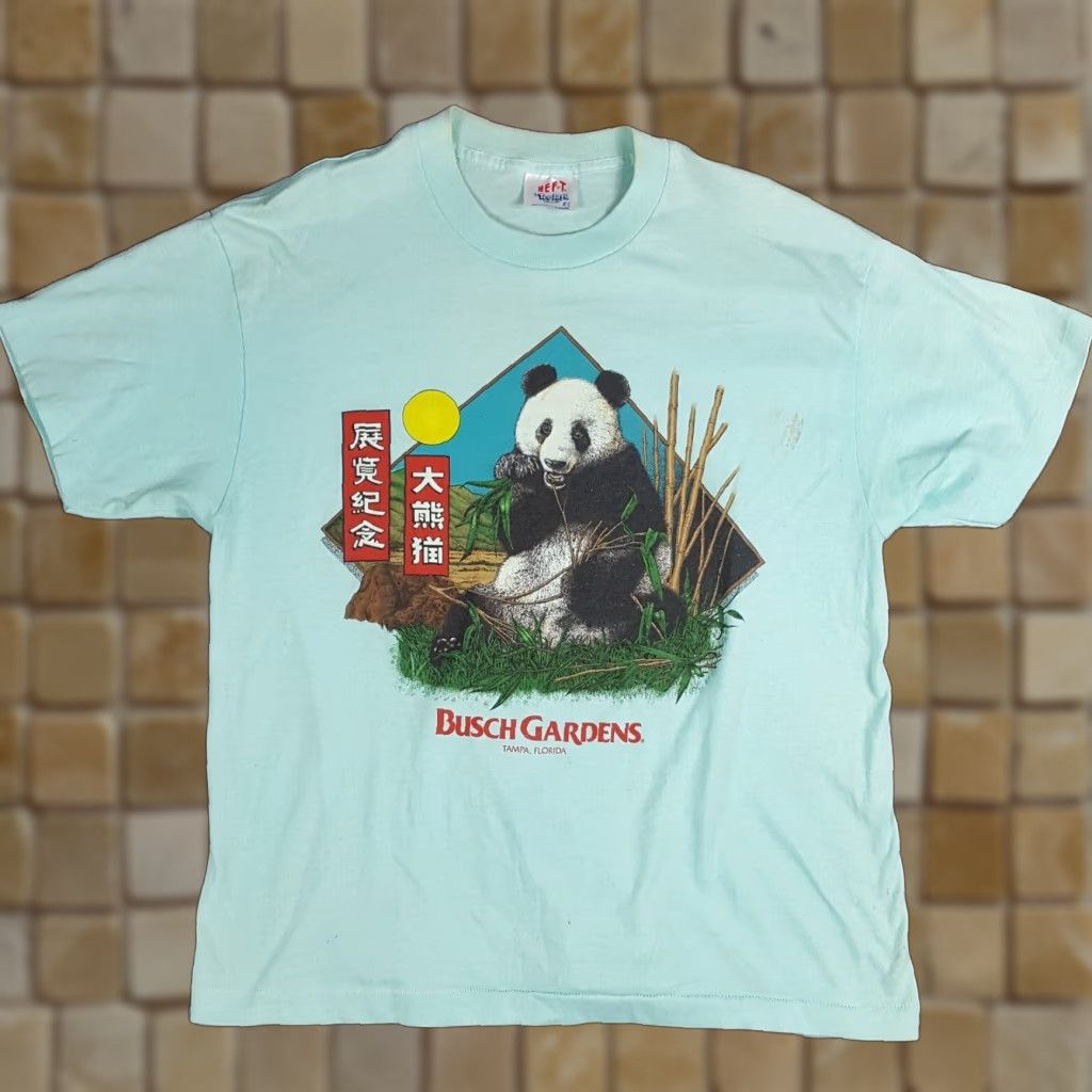 TEE JAYS VINTAGE 90s Busch Gardens Panda Bear Graphic T-Shirt XL Blue USA Mens Size US XL / EU 56 / 4 - 1 Thumbnail