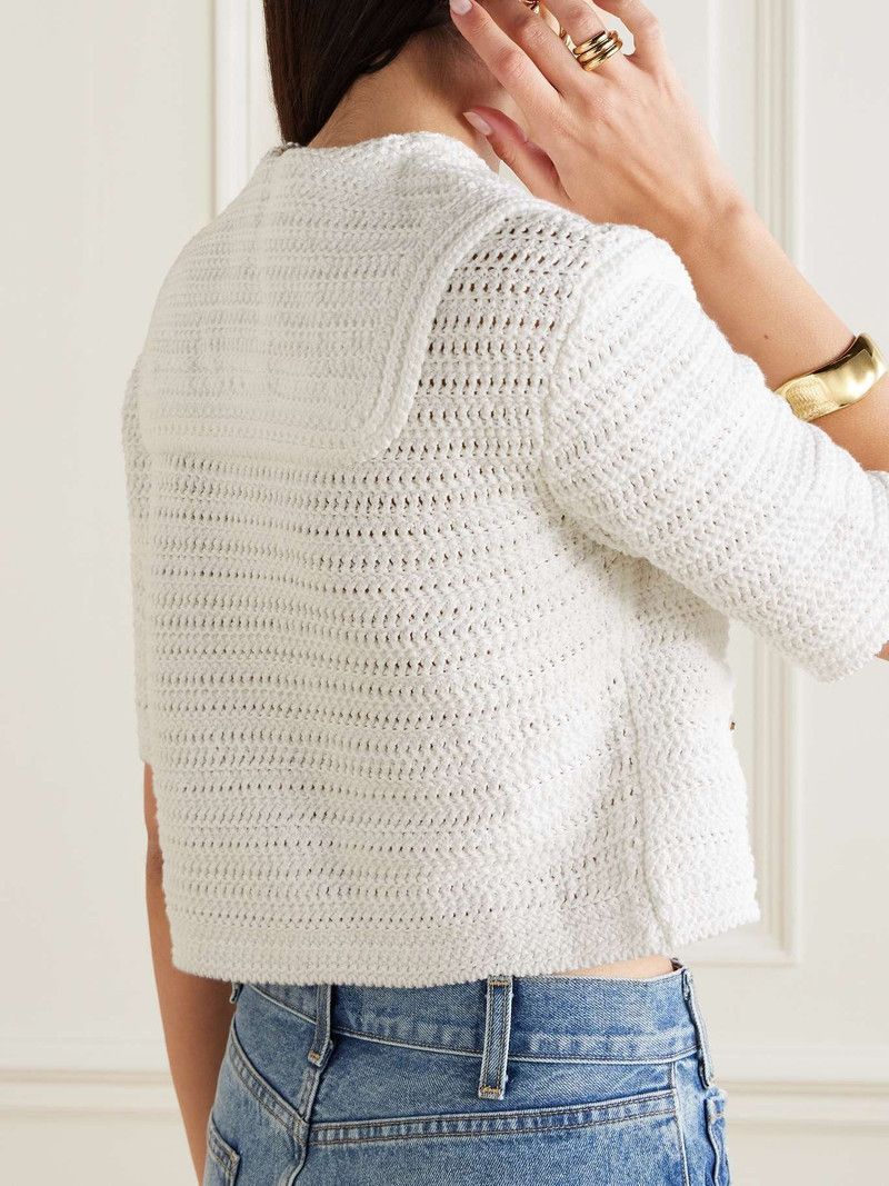 Gucci oc11z1125 Crochet Knit Cotton Button Up Top Polo Shirt White Size XS / US 0-2 / IT 36-38 - 5 Thumbnail