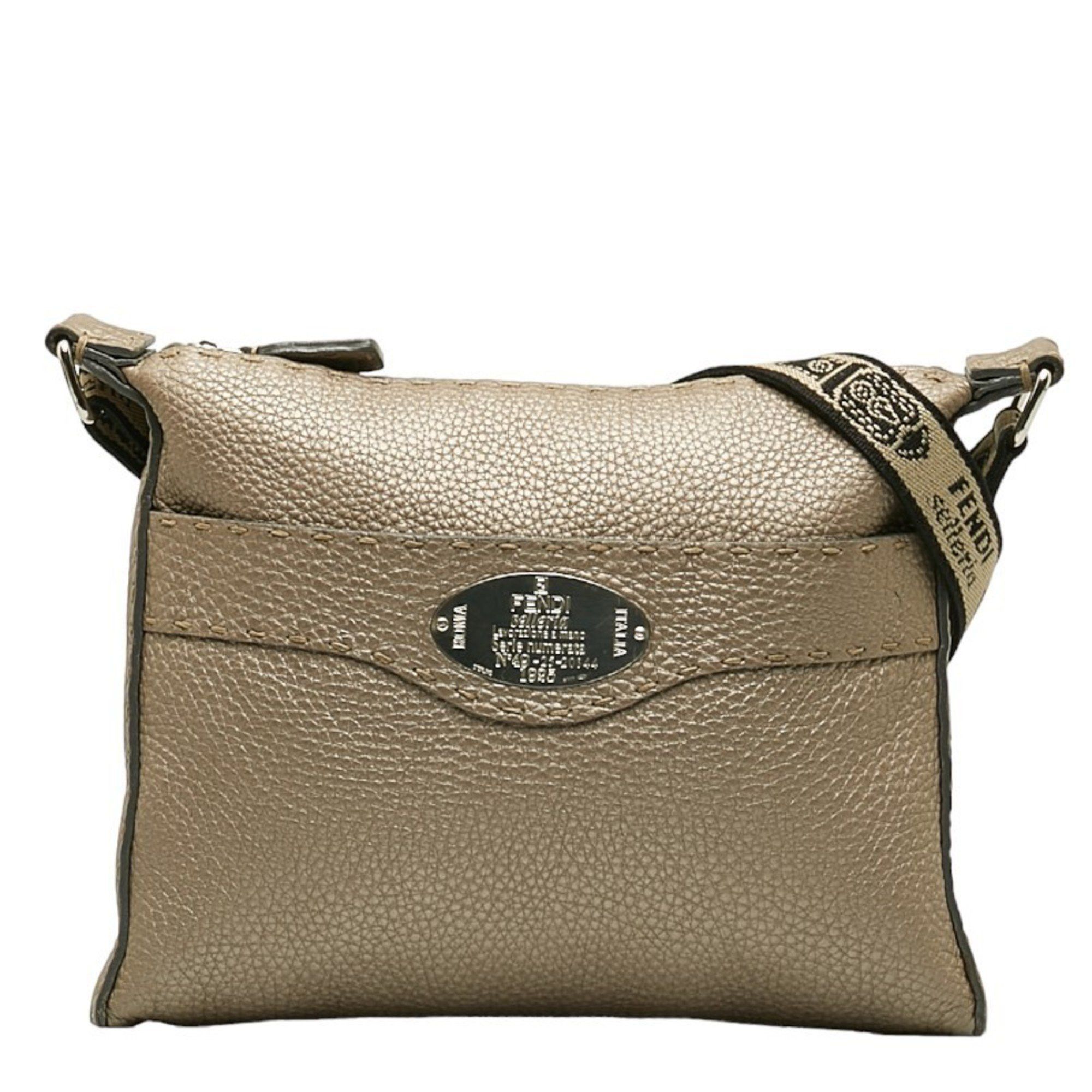 Fendi FENDI Selleria Shoulder Bag 8BT092 Silver Brown Leather Women s Grailed