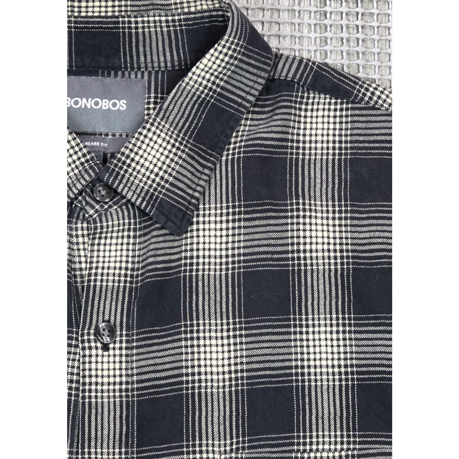 Bonobos Bonobos Shirt Button-Up Long Sleeve Plaid Men’s XL Black Gray Size US XL / EU 56 / 4 - 4 Thumbnail