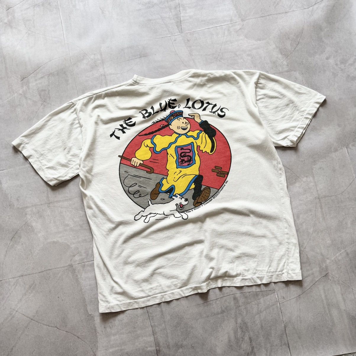 Vintage 90s TinTin The Blue Lotus Cartoon Movie T-shirt Tee Y2K Size US XL / EU 56 / 4 - 1 Thumbnail