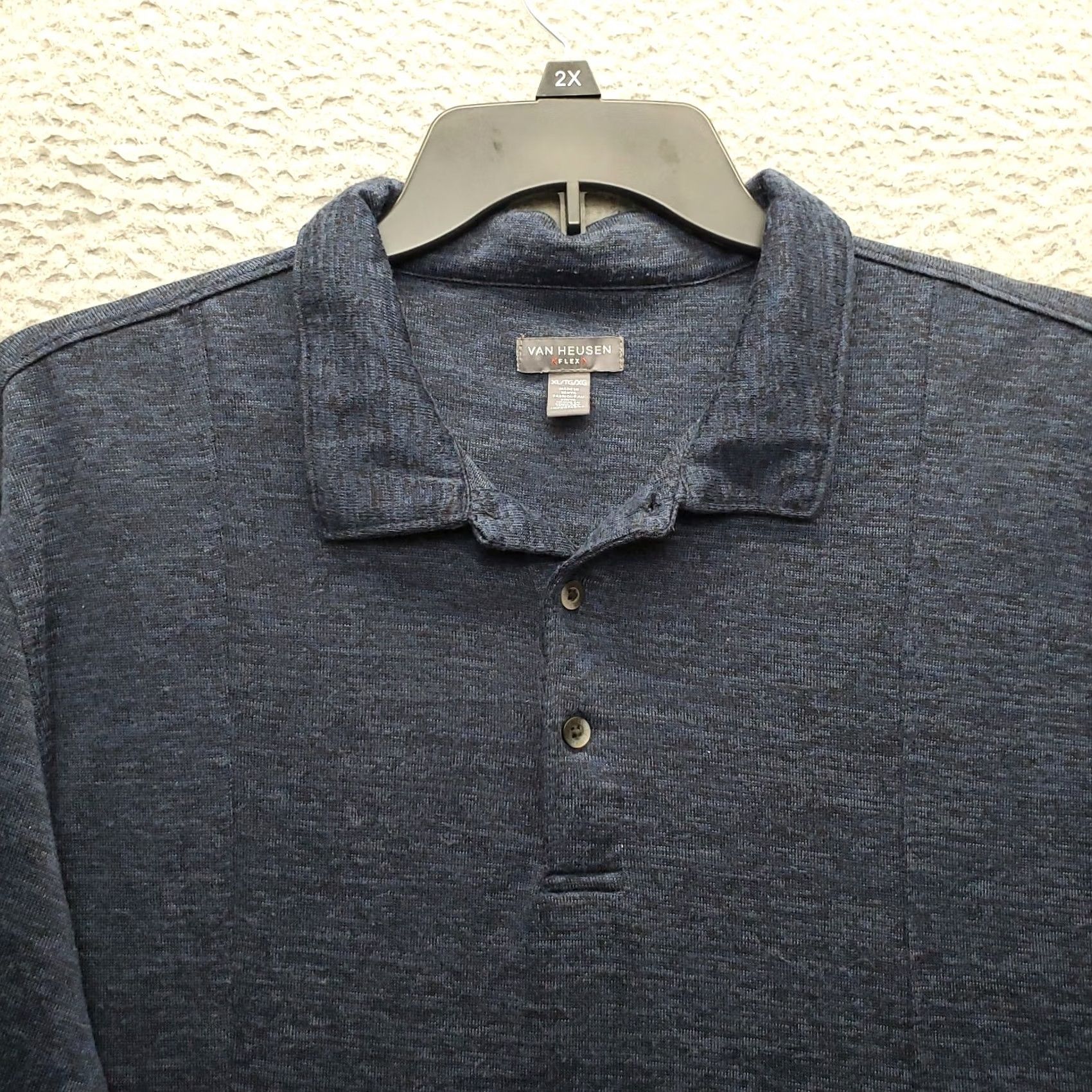 Van Heusen Van Heusen Polo Shirt Mens XL Navy Performance Long Sleeve Collared Popover Size US XL / EU 56 / 4 - 3 Thumbnail
