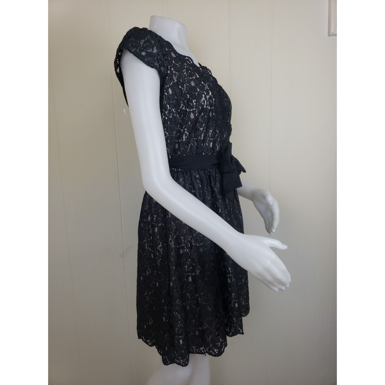Other Elle New Years Eve Dress Womens Sz 4 Black Shimmer Lace Over Size S / US 4 / IT 40 - 7 Thumbnail