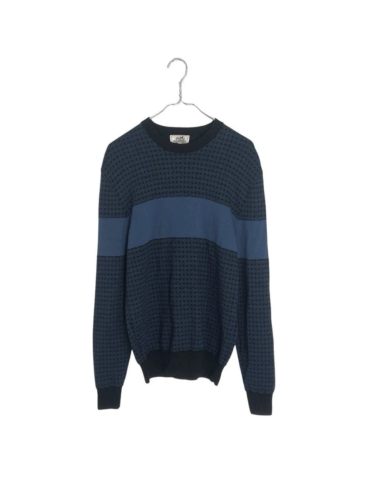 Hermès Men's Sweater Blue Geometric Knit Size L