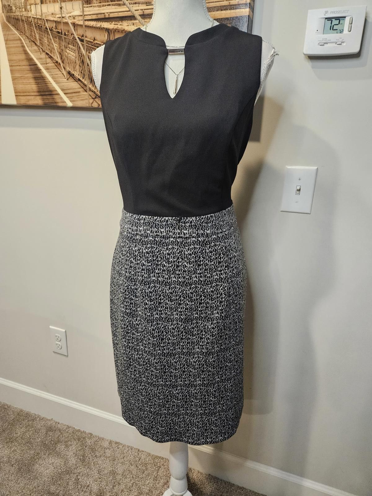 Apt. 9 Apt 9 Black and Gray Sheath Dress Size L / US 10 / IT 46 - 1 Thumbnail