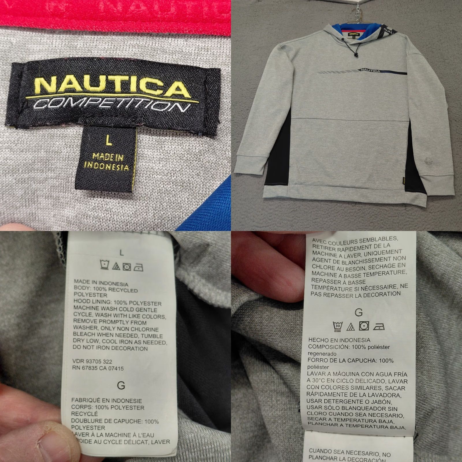 Nautica Nautica Competition Hoodie Men L Gray Colorblock Reissue-Logo Pullover Size US L / EU 52-54 / 3 - 10 Thumbnail