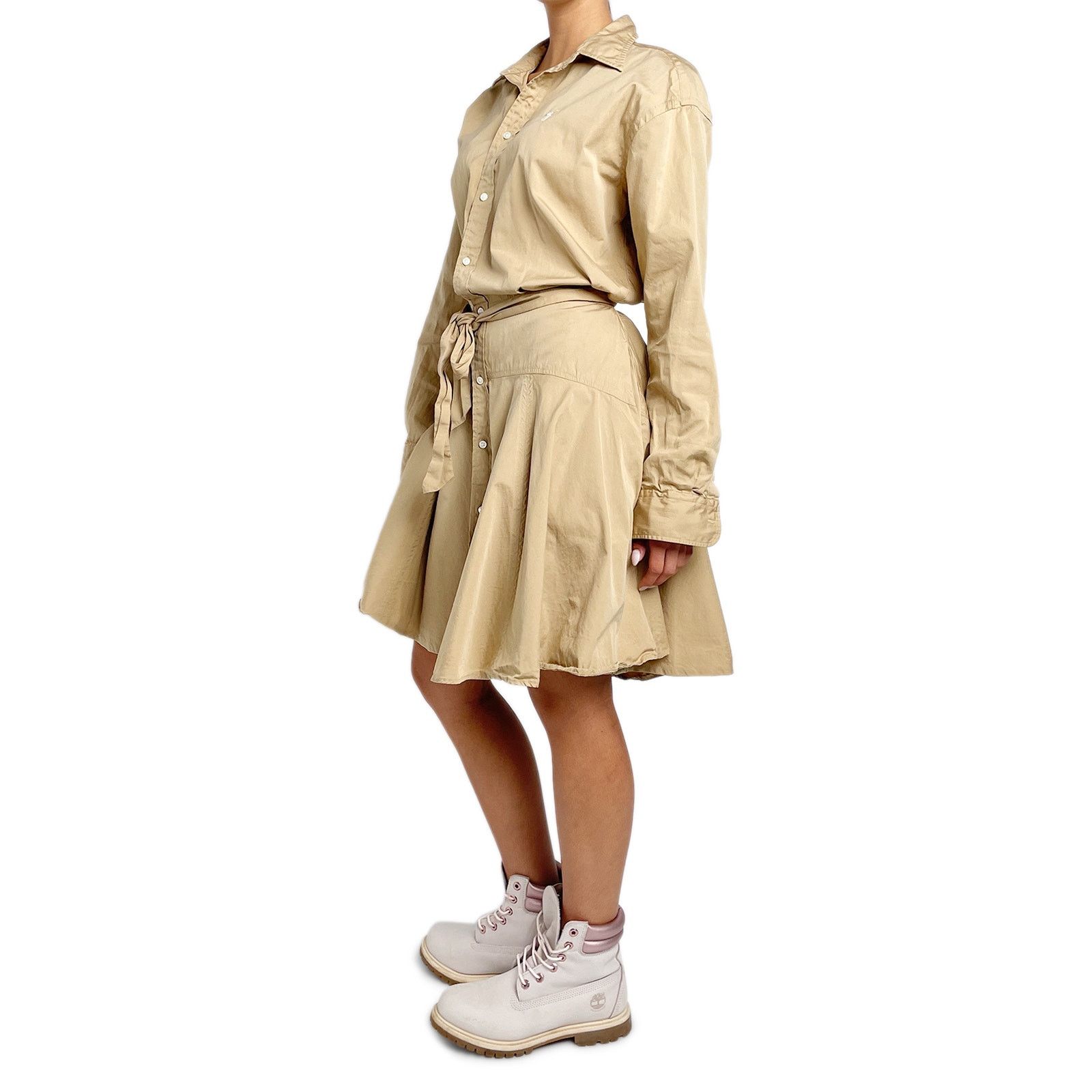 Polo Ralph Lauren Beige Long Sleeve Shirt Dress Size S / US 4 / IT 40 - 3 Thumbnail
