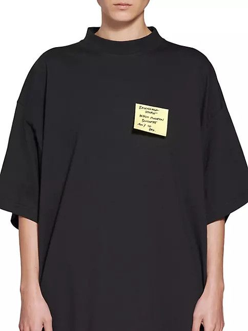 Balenciaga o1in1g1124 Sticky Note T-Shirt Oversized in Black Size US XL / EU 56 / 4 - 5 Thumbnail