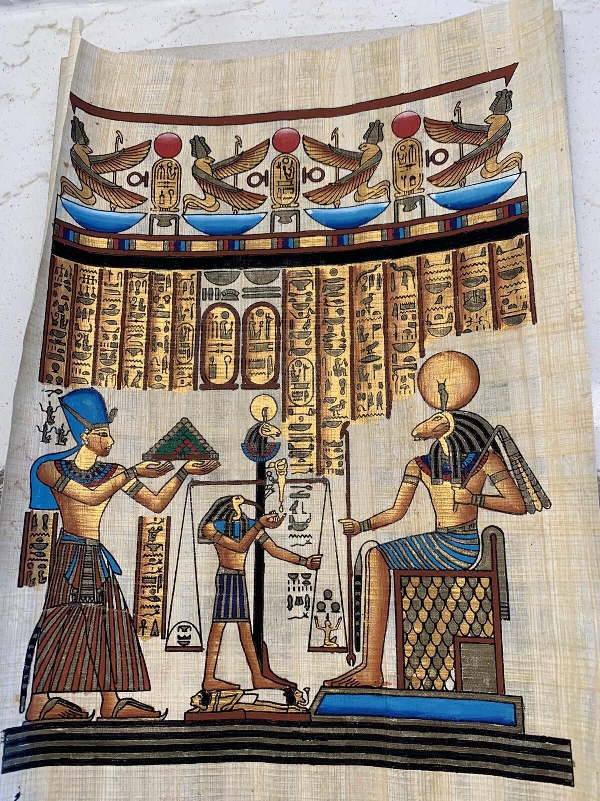 Designer Hand Paint Egyptian Signed Very Fine Papyrus Beautiful Paint Size ONE SIZE - 3 Thumbnail