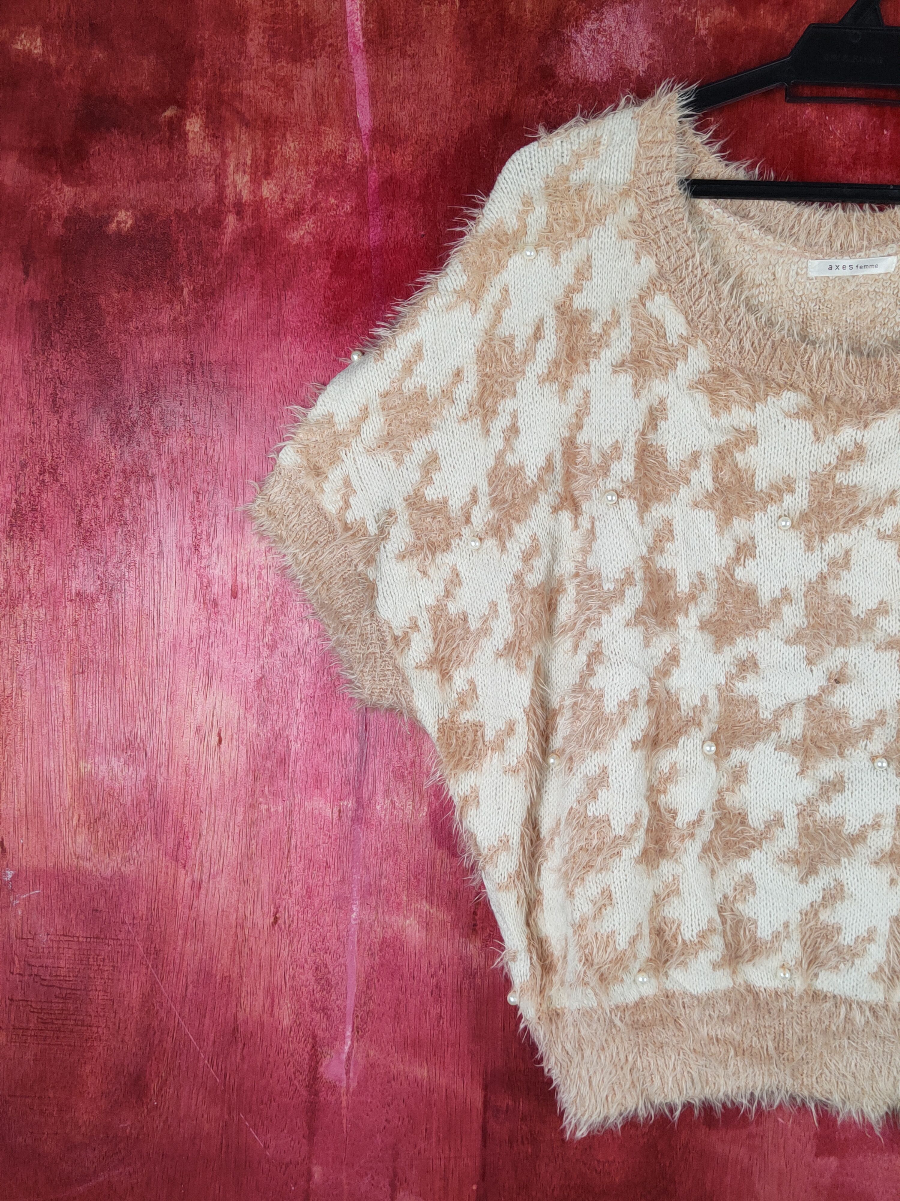 Aran Isles Knitwear Axes Femme Brown Shag Shaggy Fur Mohair Knitwear #S1939 Size M / US 6-8 / IT 42-44 - 3 Thumbnail