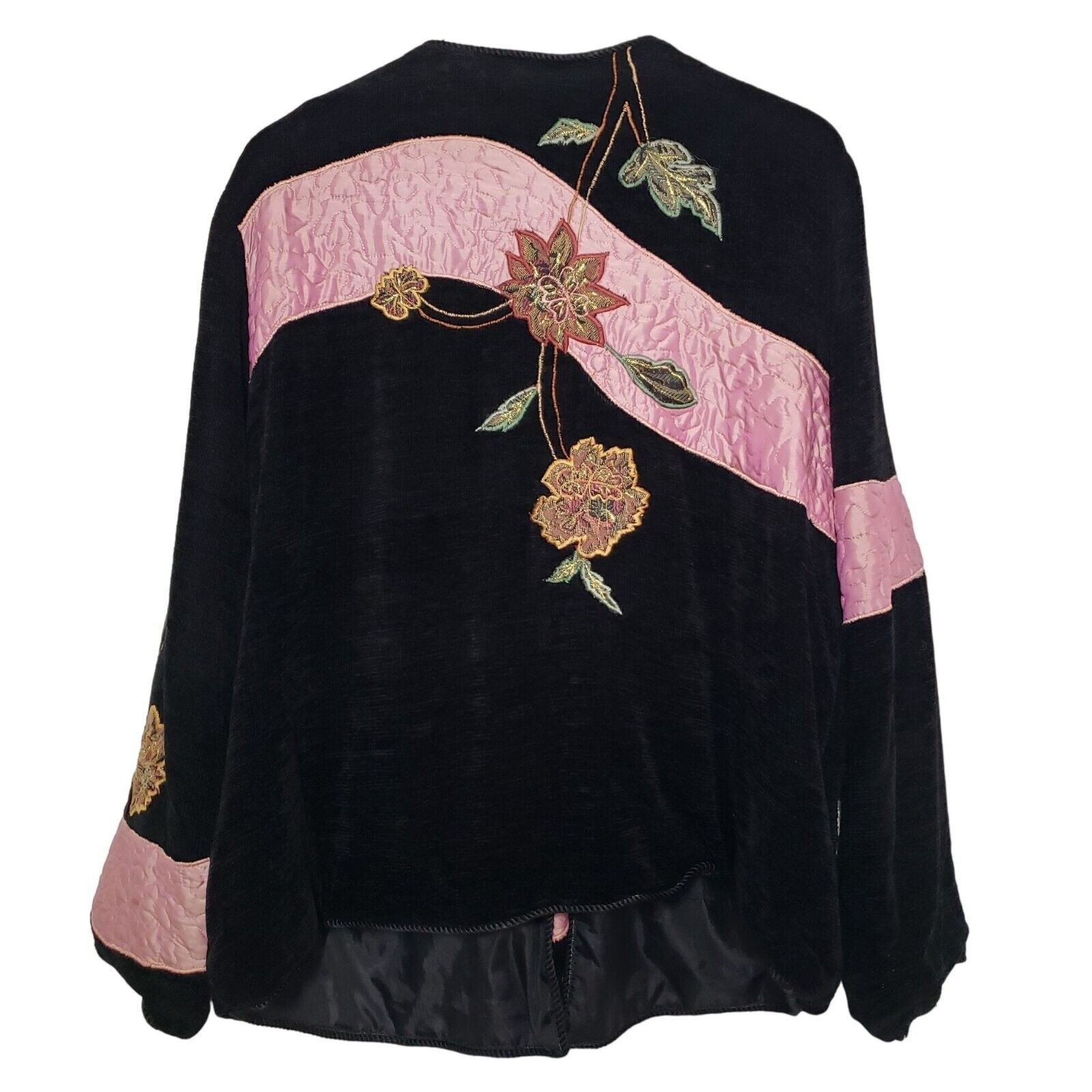 Designer Indigo Moon Embroidered Floral Jacket Womens Sz 1X Black Art Size XL / US 12-14 / IT 48-50 - 5 Thumbnail