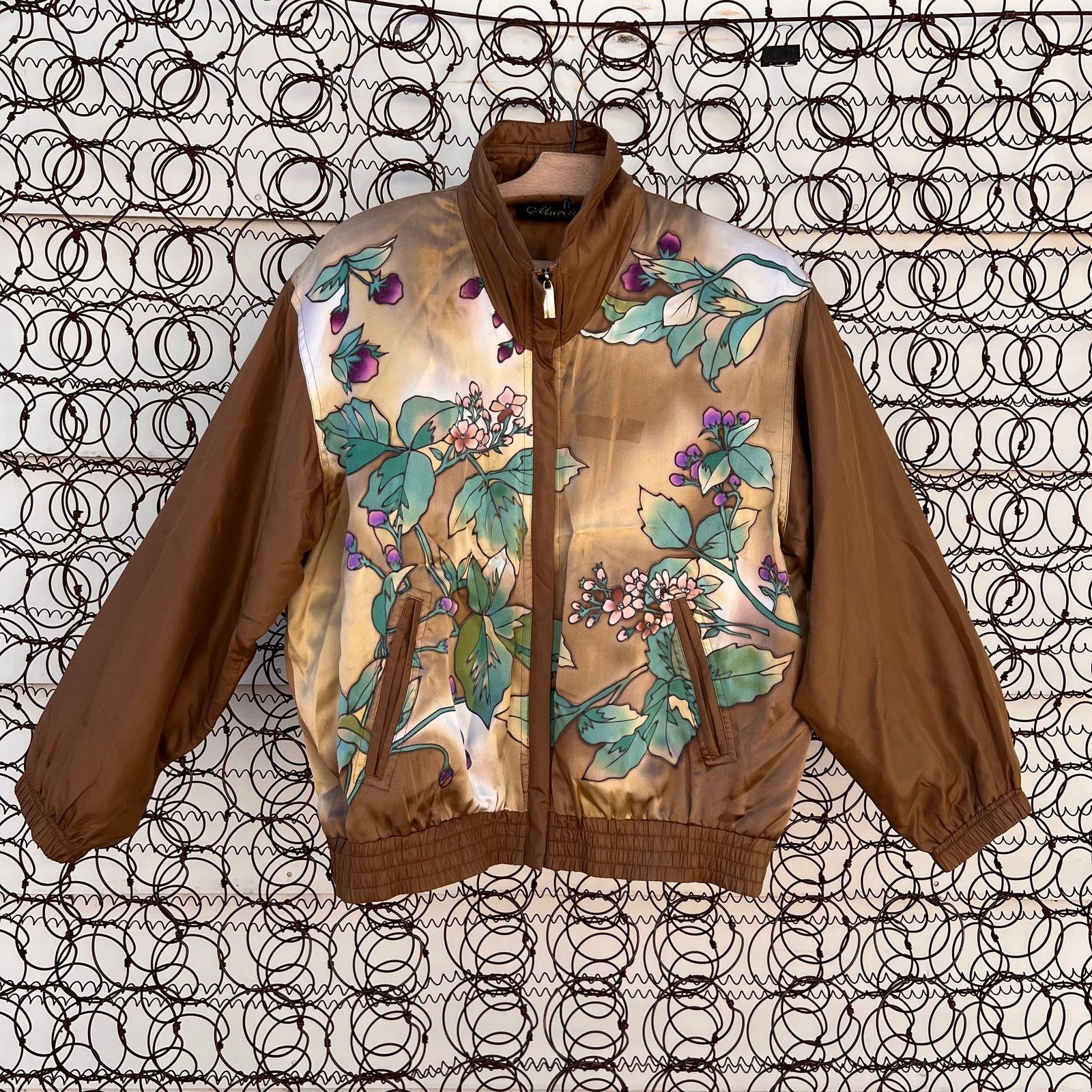 Vintage Vintage Mureli silk gold floral vineyard bomber jacket Size S / US 4 / IT 40 - 1 Thumbnail