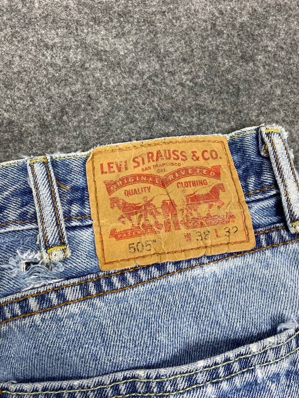 levis 505 lightwash distressed denim nice design