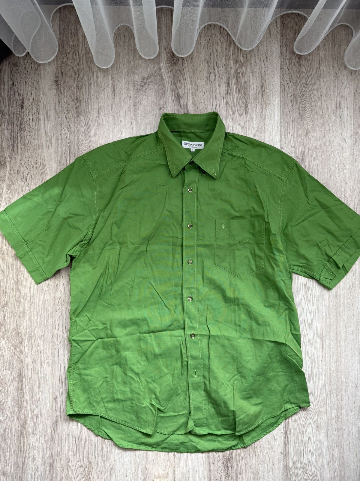 Yves Saint Laurent YSL Pour Homme Green Cotton Shirt XL Vintage Y2K Minimal Size US XL / EU 56 / 4 - 1 Thumbnail