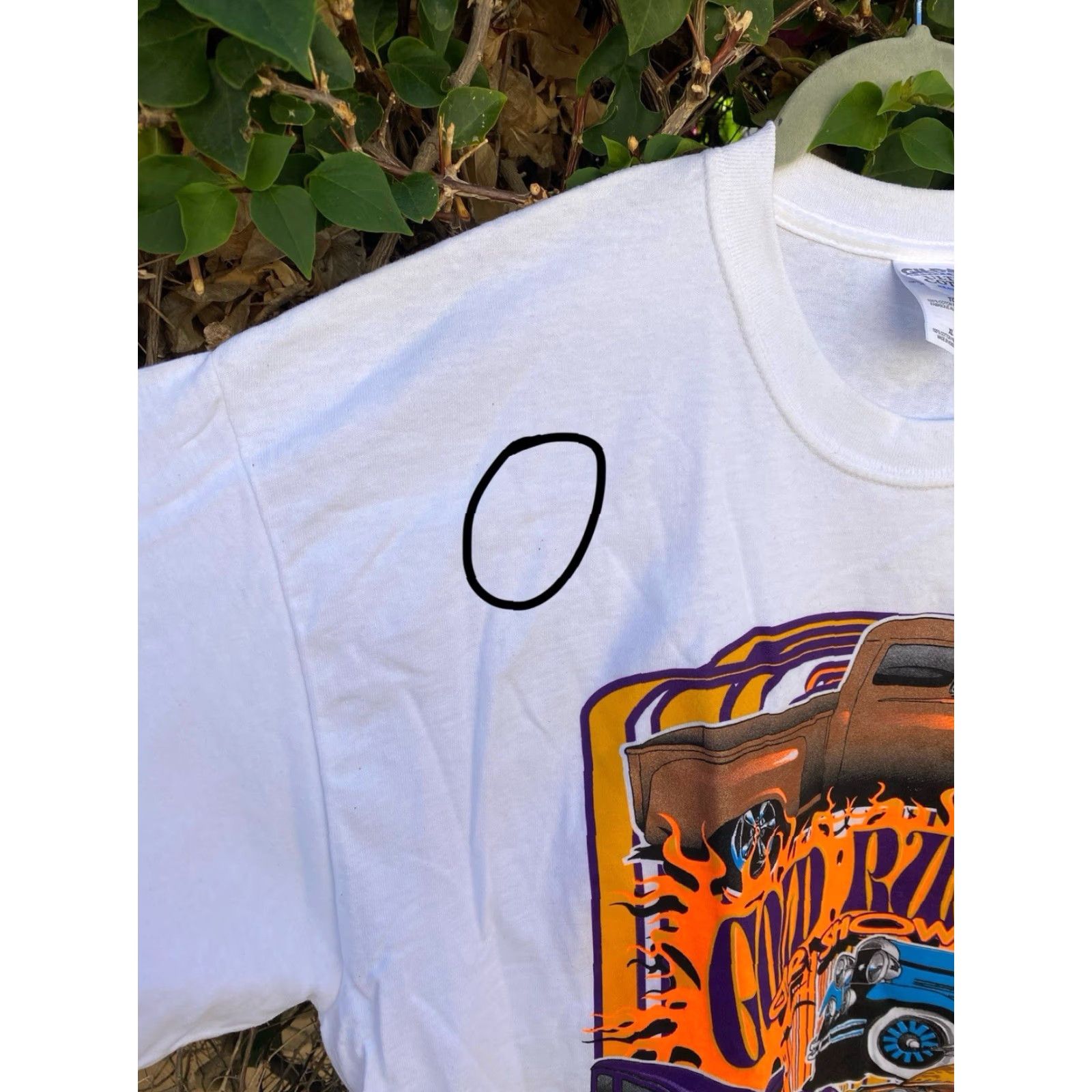 Gildan VINTAGE Gildan T-Shirt Shirt Men XL White California Car Neon Graphics 2005 2000s Gold Rush Oroville Y2K Vintage Graphic Print Short Sleeve Texas? Size US XL / EU 56 / 4 - 7 Thumbnail
