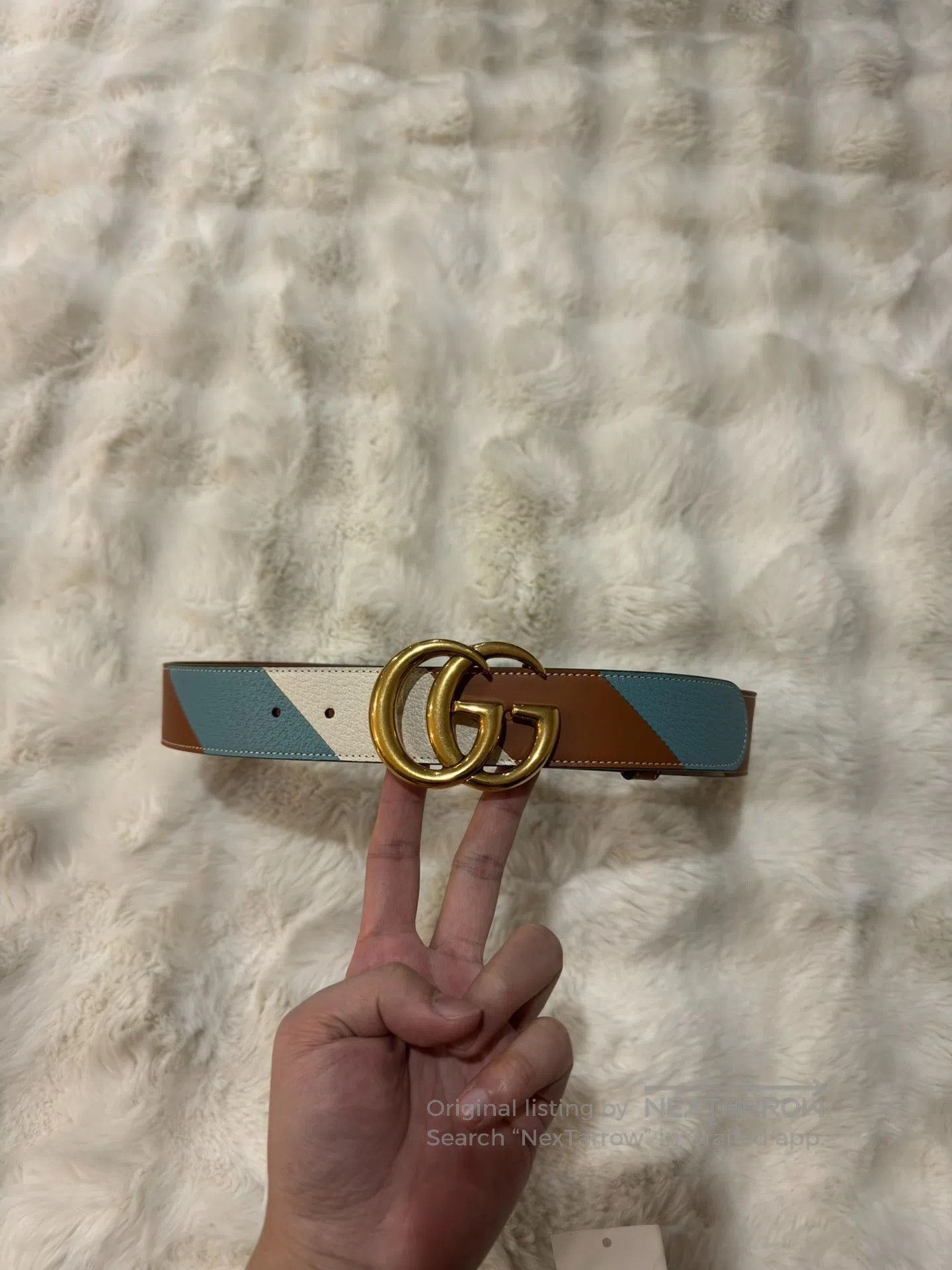 Gucci Guicci size 75 Contrasting Gold G Buckle Belt| Size ONE SIZE - 2 Thumbnail