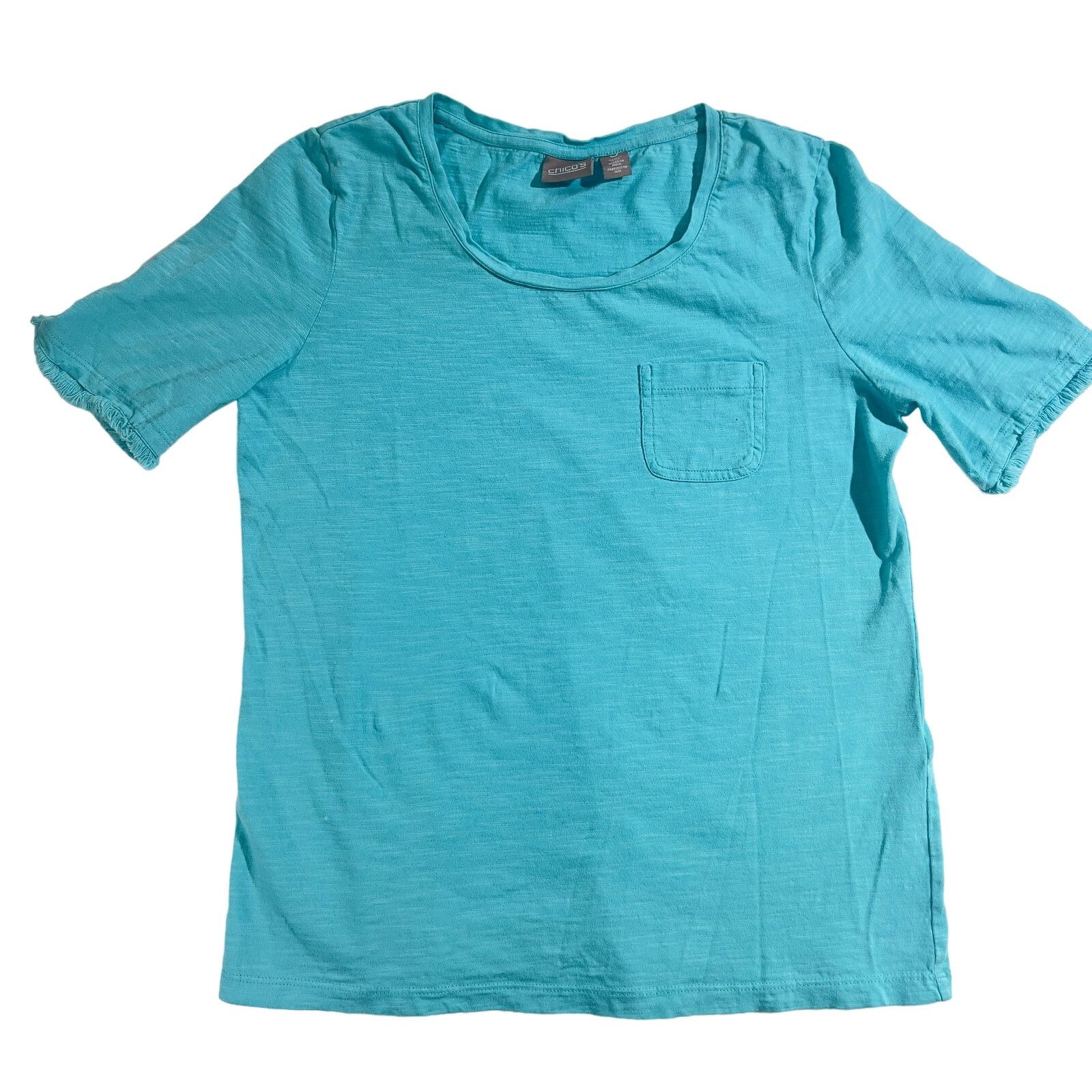 Chicos Chico's T- Shirt Woman's Size 0 (S/4) Fringed Short Sleeve Size S / US 4 / IT 40 - 1 Thumbnail