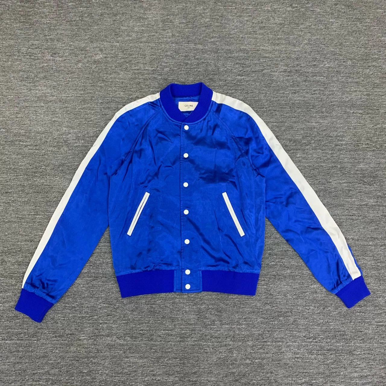Celine Celine Klein Blue Silk Baseball Jacket Size 50 95 New Size US M / EU 48-50 / 2 - 1 Thumbnail