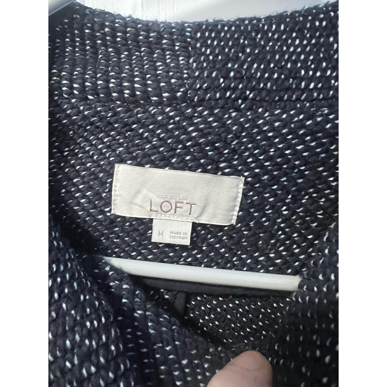 Other LOFT Cropped Pea Coat Womens M Navy Blue Textured Knit Size M / US 6-8 / IT 42-44 - 8 Thumbnail