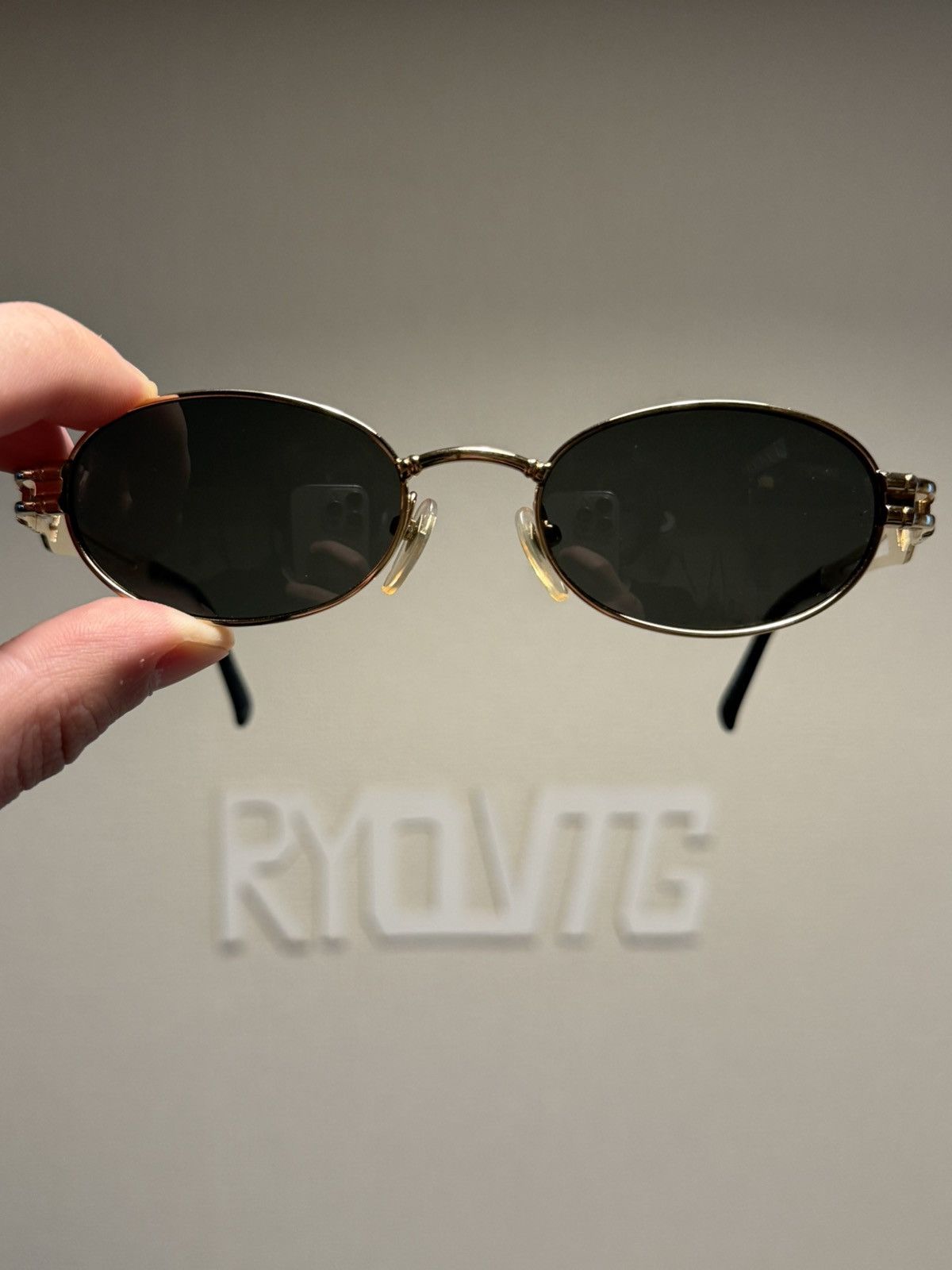 Jean Paul Gaultier Jean Paul Gaultier JPG Gold Double-Bar Oval Sunglasses Size ONE SIZE - 3 Thumbnail