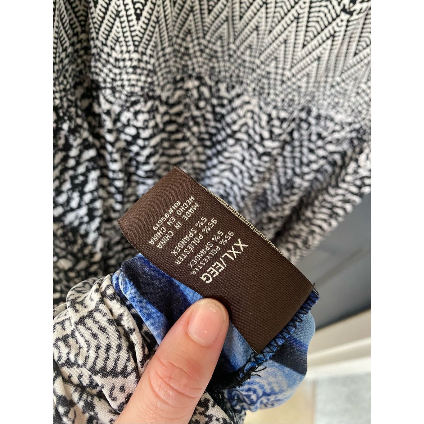 Sever Fever Maxi Dress- Black White Blue Geometric Design, SIze XX Size XXL / US 16-18 / IT 52-54 - 9 Thumbnail