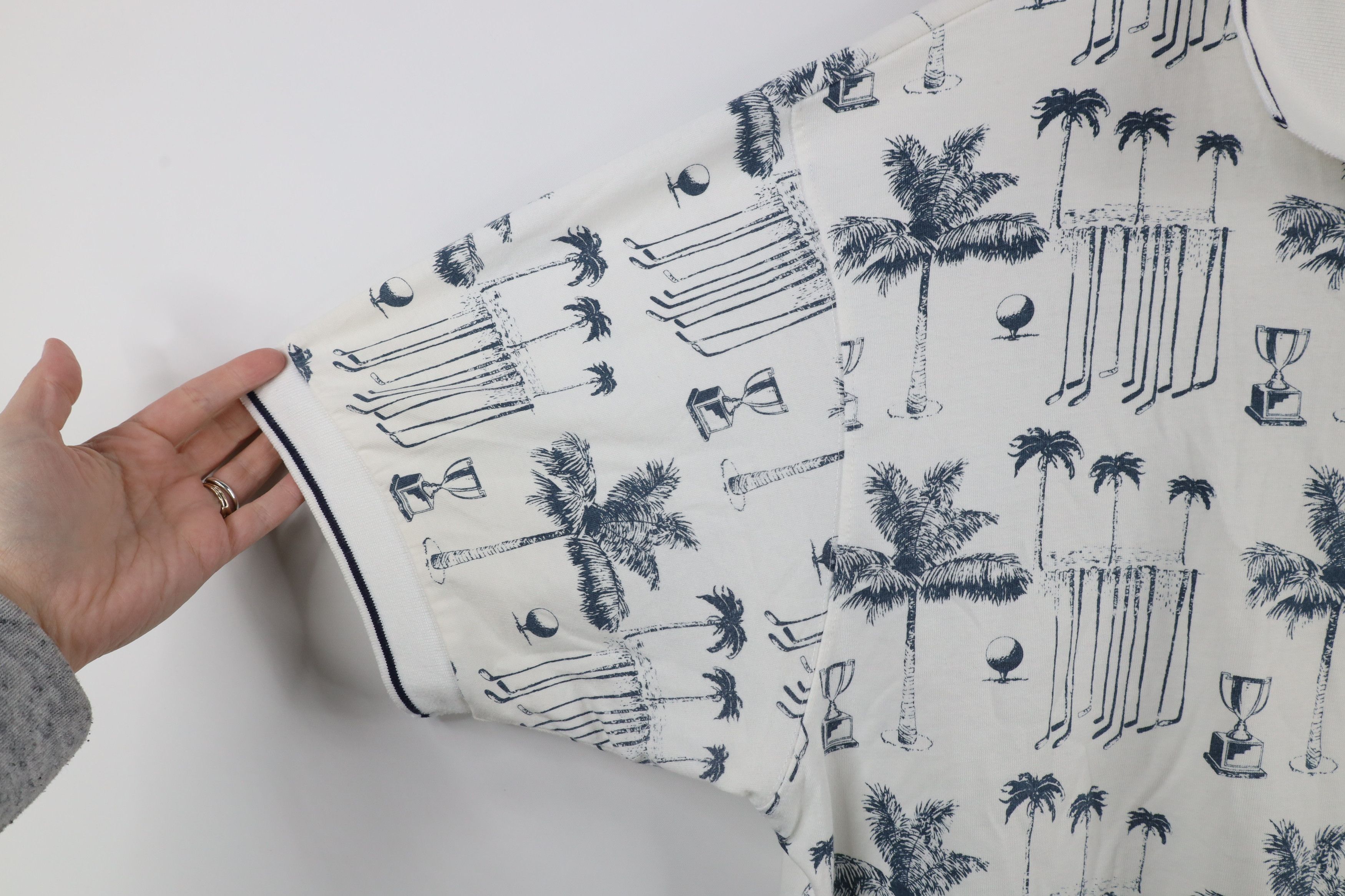 Vintage Vintage 90s All Over Print Golf Palm Tree Polo Shirt White Size US XXL / EU 58 / 5 - 9 Thumbnail