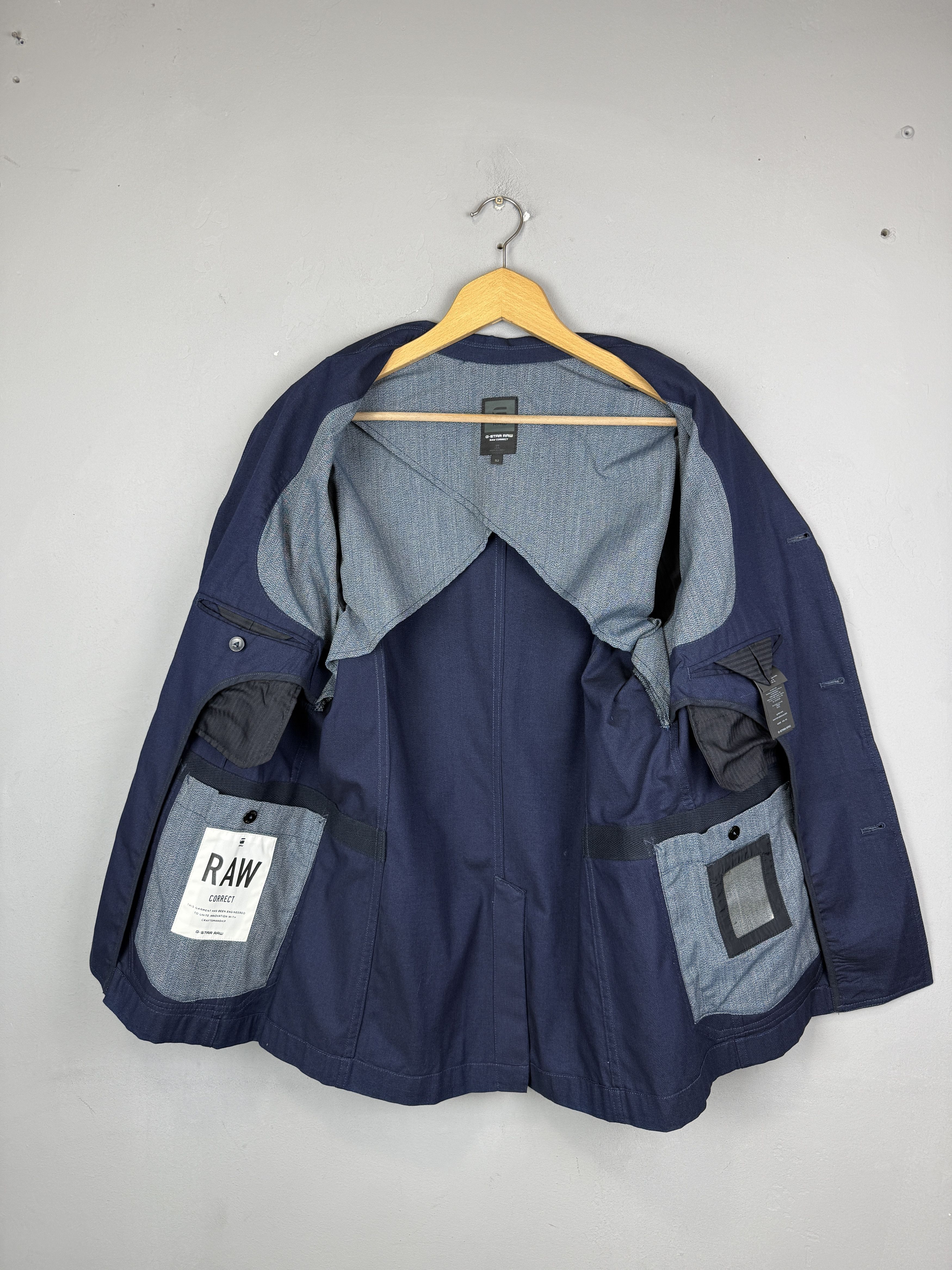 Designer G-Star Raw Shattor Omega Blazer Cotton Jacket 3 Button Navy Size 52R - 5 Thumbnail