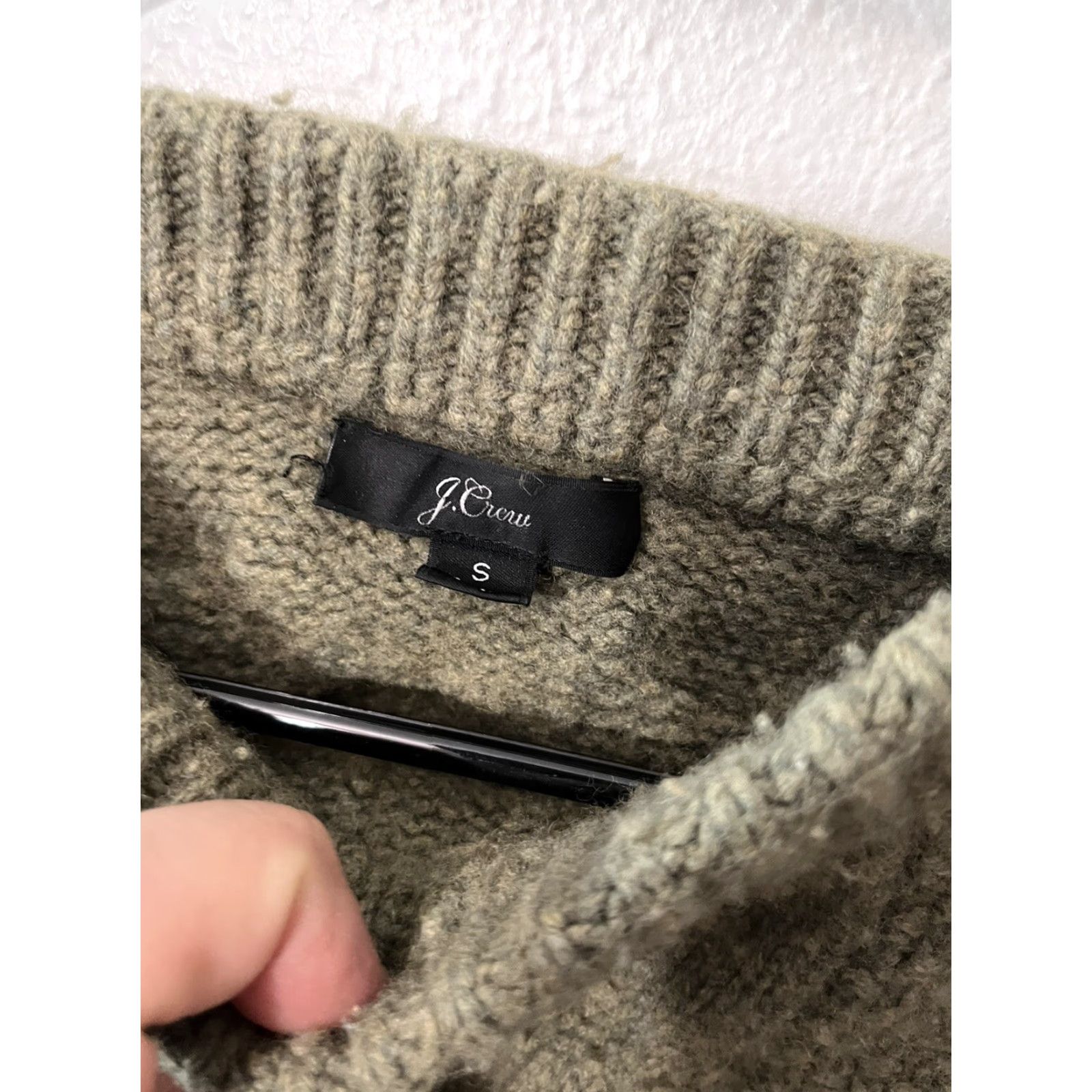 J.Crew J.CREW Sweater Crew Neck Cable Knit Pointelle Popcorn Wool Blend Sz S Green Womens Pullover Knit Open-Knit Fall Winter Size S / US 4 / IT 40 - 2 Thumbnail