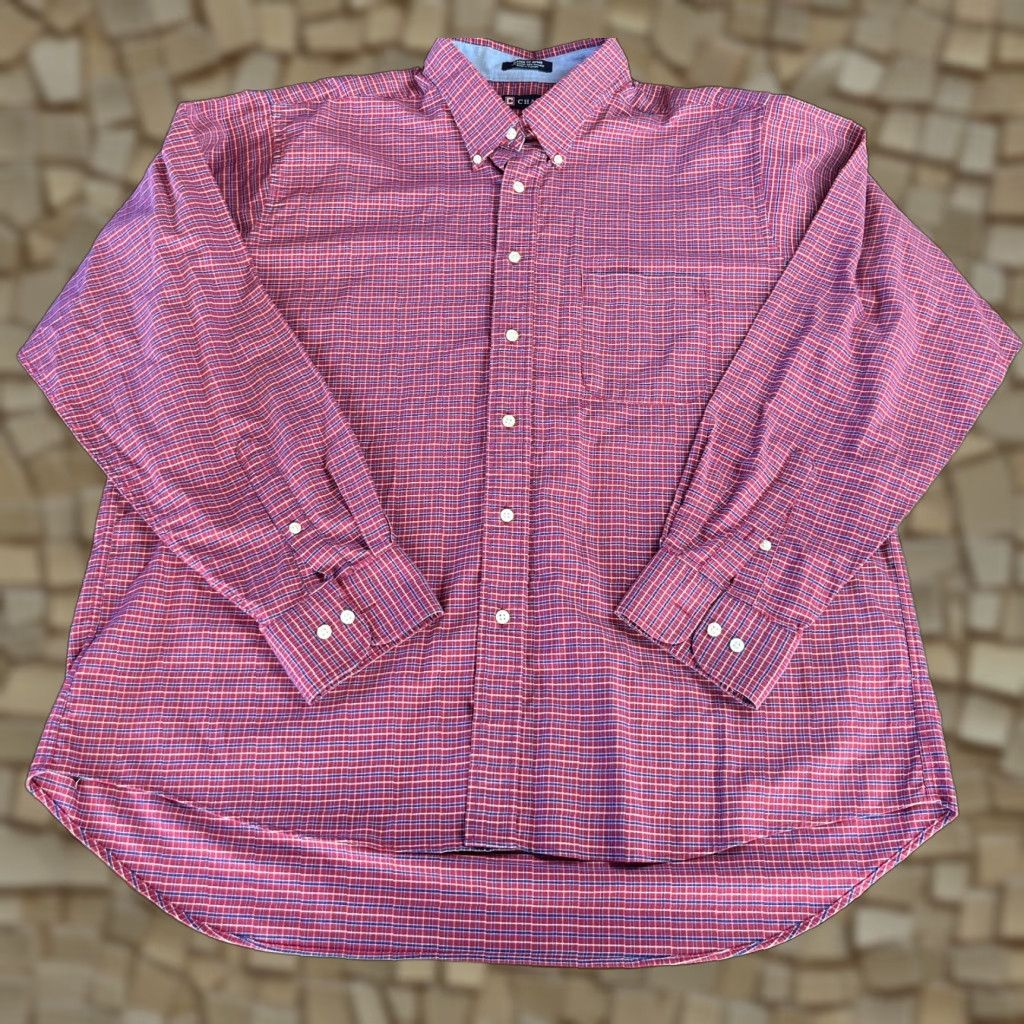 Chaps Chaps Shirt Mens XL Plaid Oxford Classic Fit Button-Up Casual Red Blue 18-18.5 36/37 Size US XL / EU 56 / 4 - 1 Thumbnail