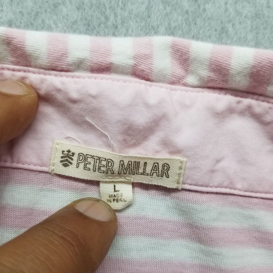 Peter Millar Peter Millar Polo Shirt Mens Large Striped Button Up Casual Size US L / EU 52-54 / 3 - 4 Thumbnail