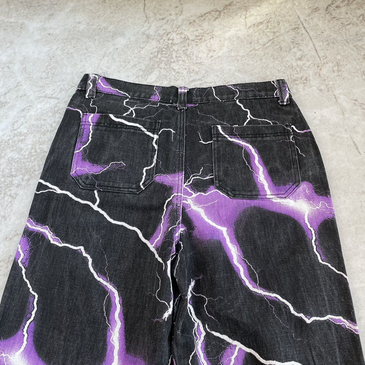 Jaded London × Japanese Brand Jaded London Purple Thunder Bolt Skate Fit Baggy Y2K Jeans Size US 32 / EU 48 - 9 Thumbnail