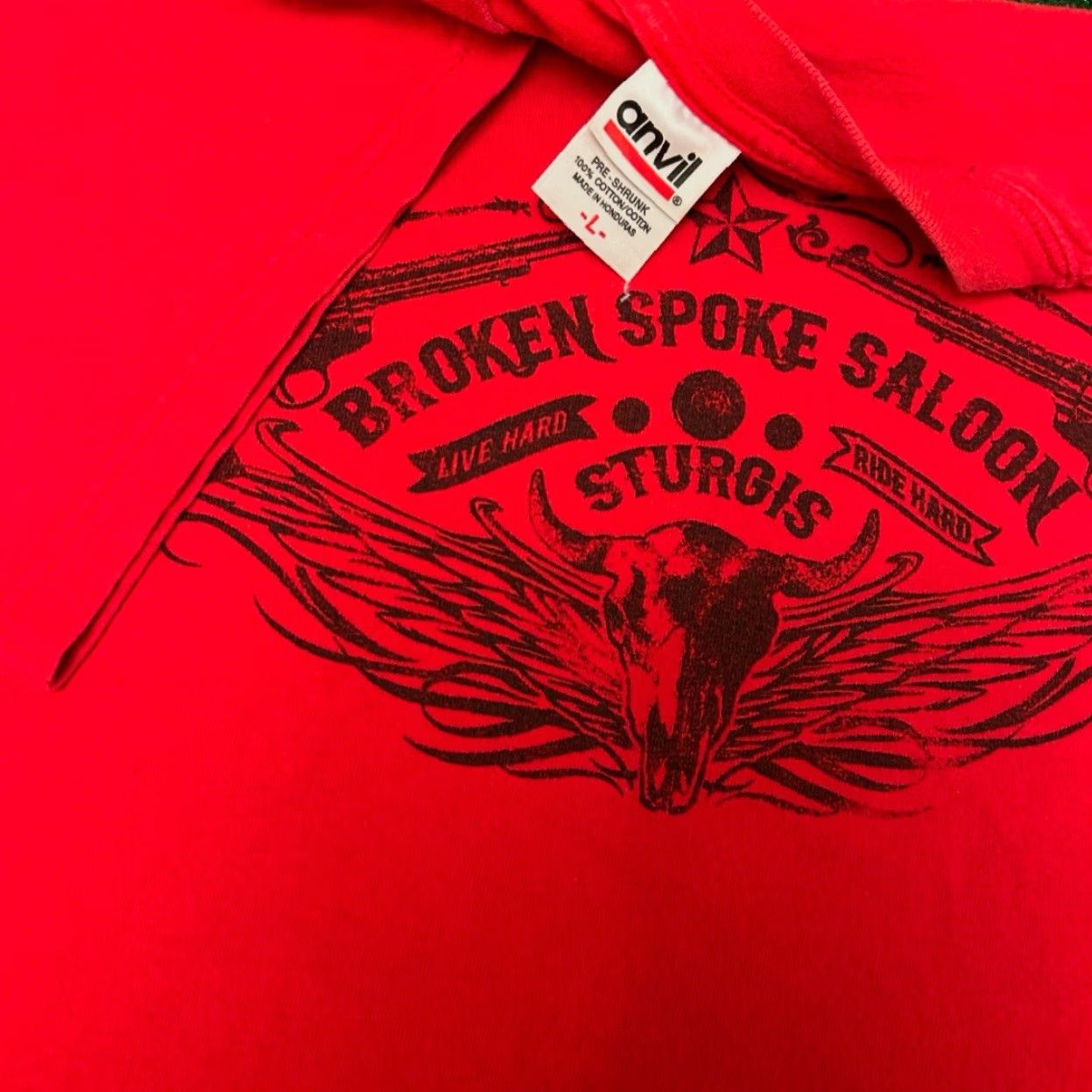 Vintage VINTAGE 90s Y2K Broken Spoke Saloon Skull Wings Die Hard VTG Biker Bar Shirt L Men Red Size US L / EU 52-54 / 3 - 3 Thumbnail