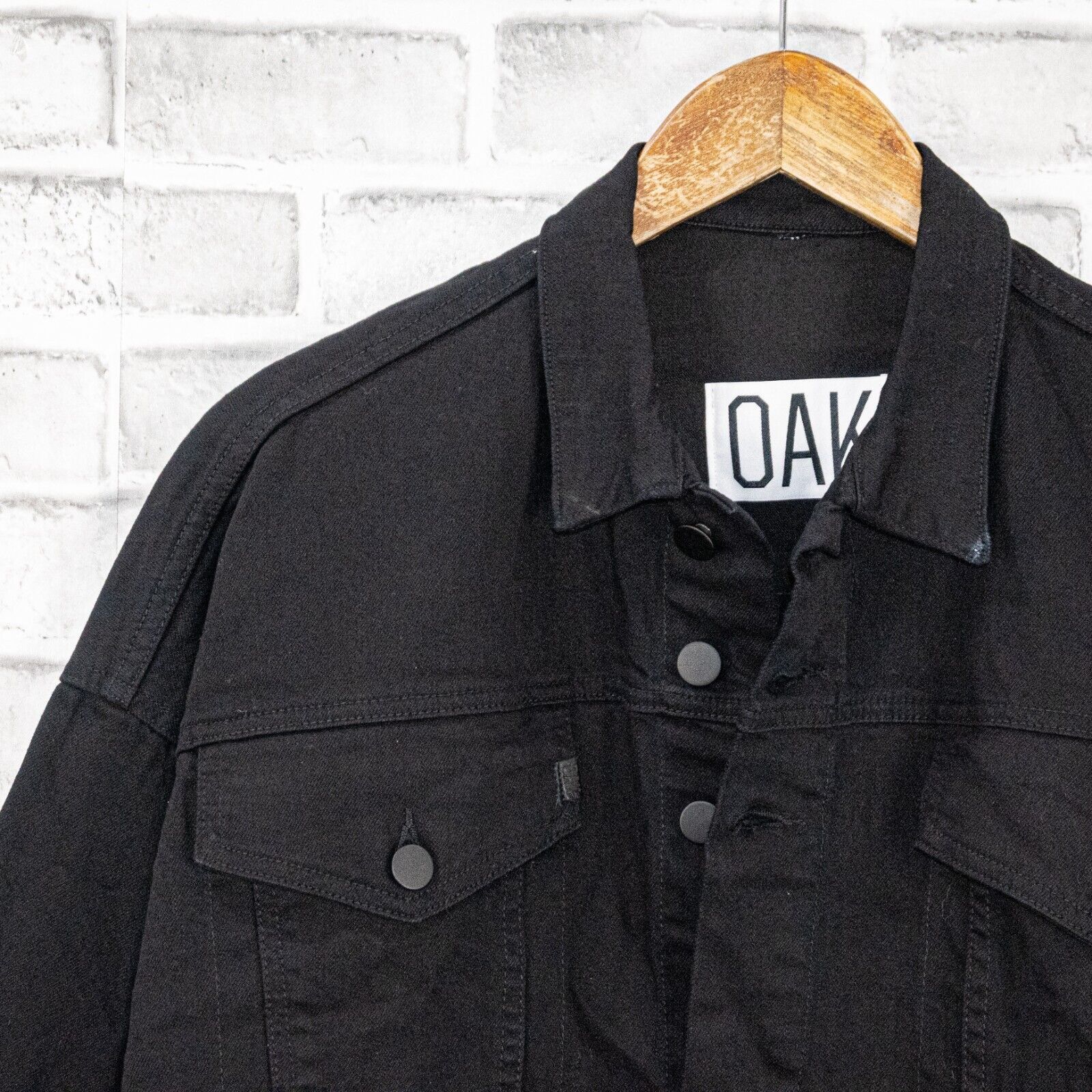 OAK OAK NYC Long Drop Shoulder Jacket Black Denim 3/4 Sleeves Size XS / US 0-2 / IT 36-38 - 7 Thumbnail
