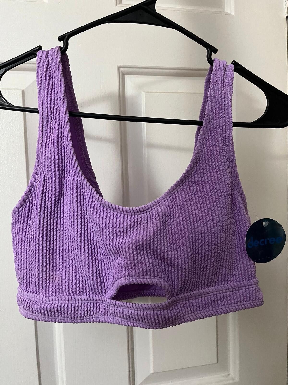 Decree NWT Purple Splash Size Medium Textured Bikini Top Decree Size ONE SIZE - 4 Thumbnail