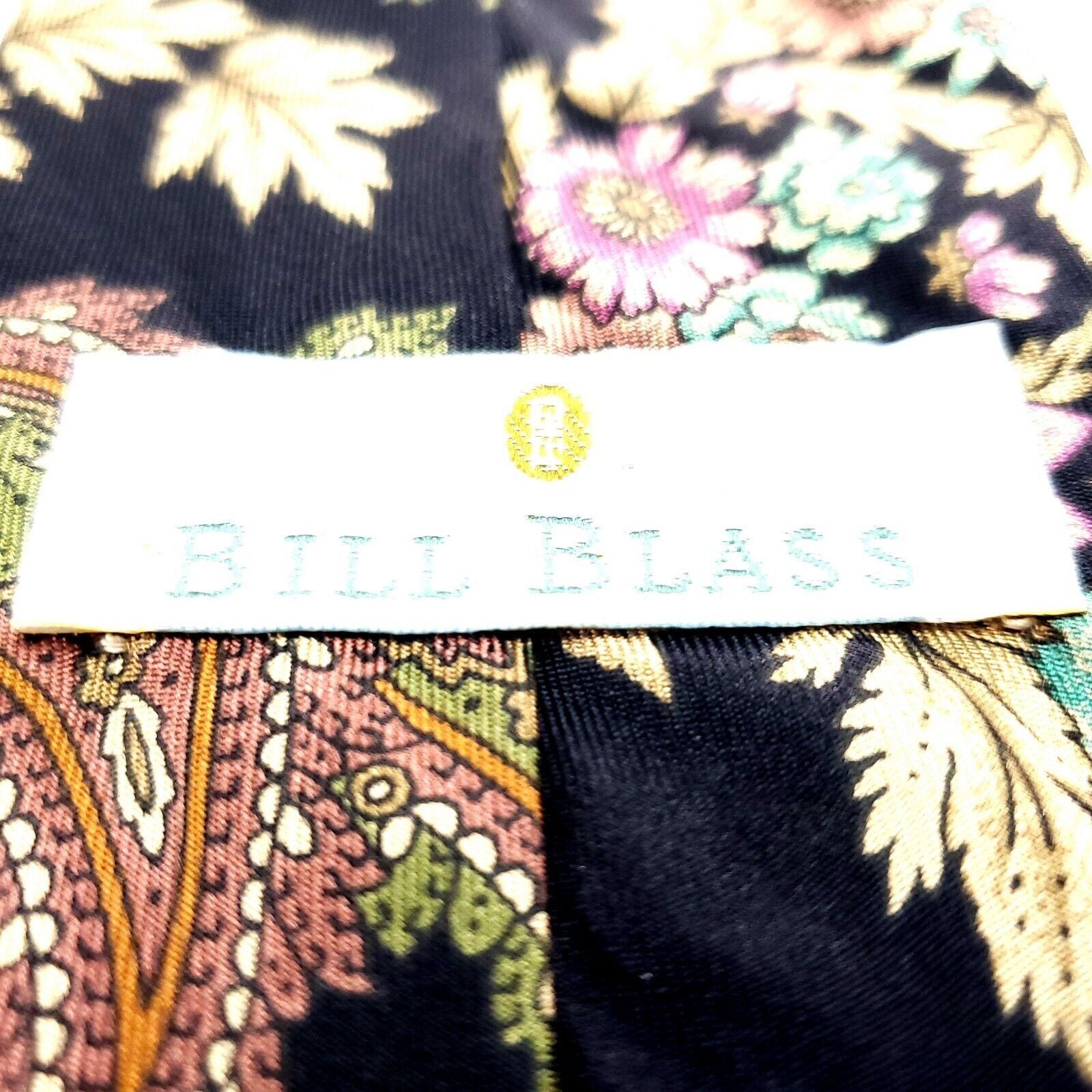 Bill Blass Bill Blass Silk Tie Black Floral Print Size ONE SIZE - 4 Thumbnail