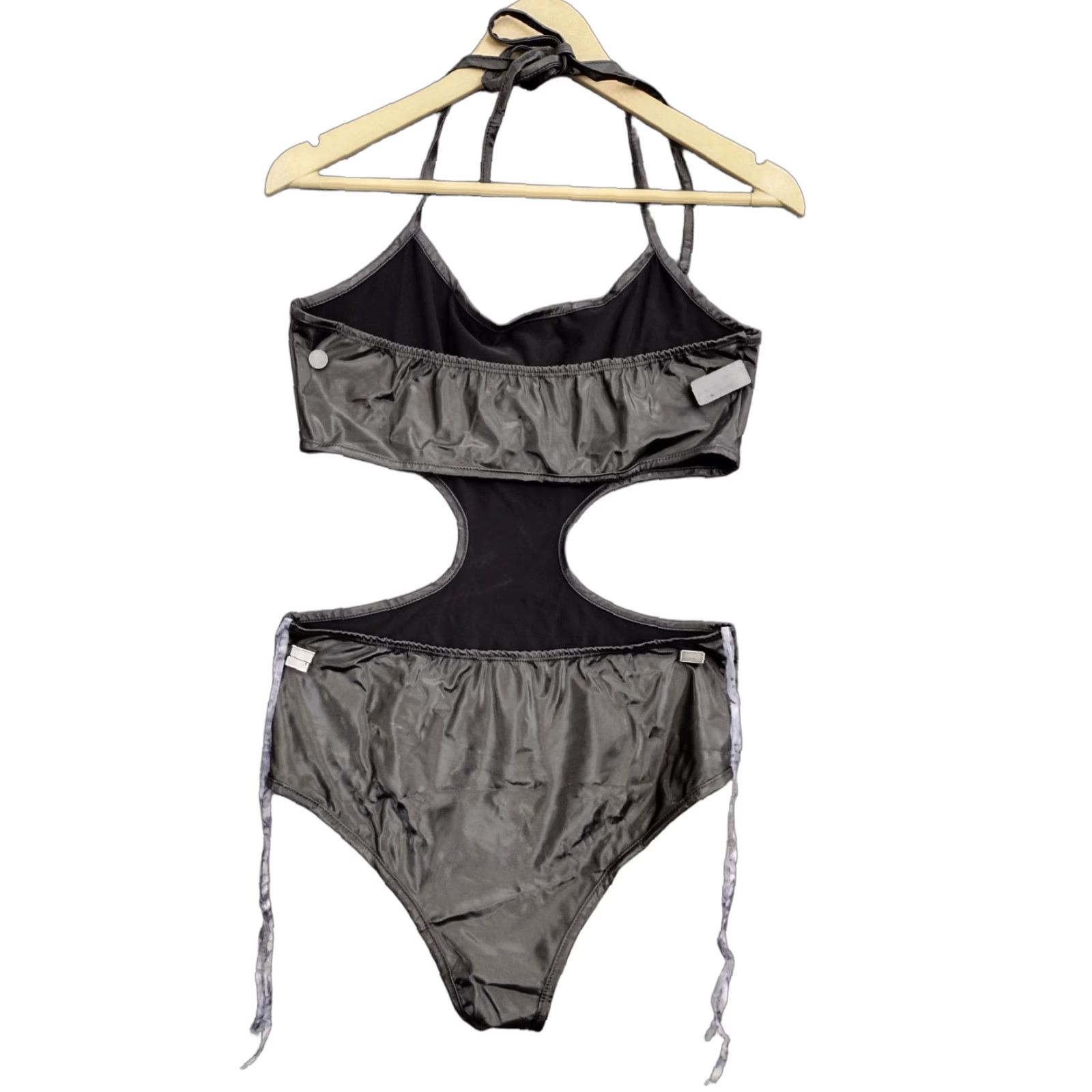 Vintage Codigo Women's One Piece Black Faux Leather Cut Out Sides Swimsuit Size L Size ONE SIZE - 1 Thumbnail