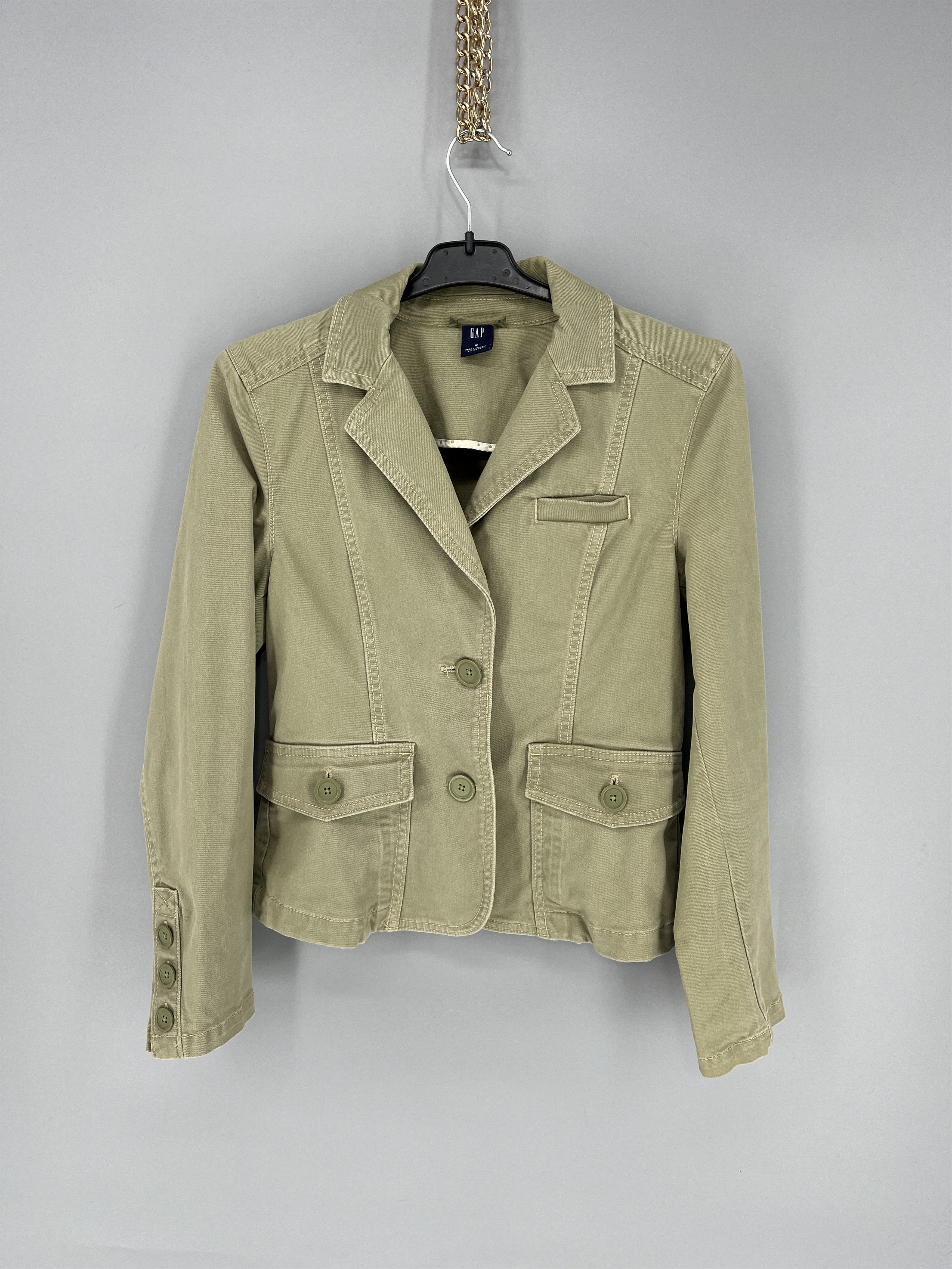 Gap Gap Stretch Jean Jacket Womens Sz 2 Denim Gren Coat Button Size M / US 6-8 / IT 42-44 - 1 Thumbnail
