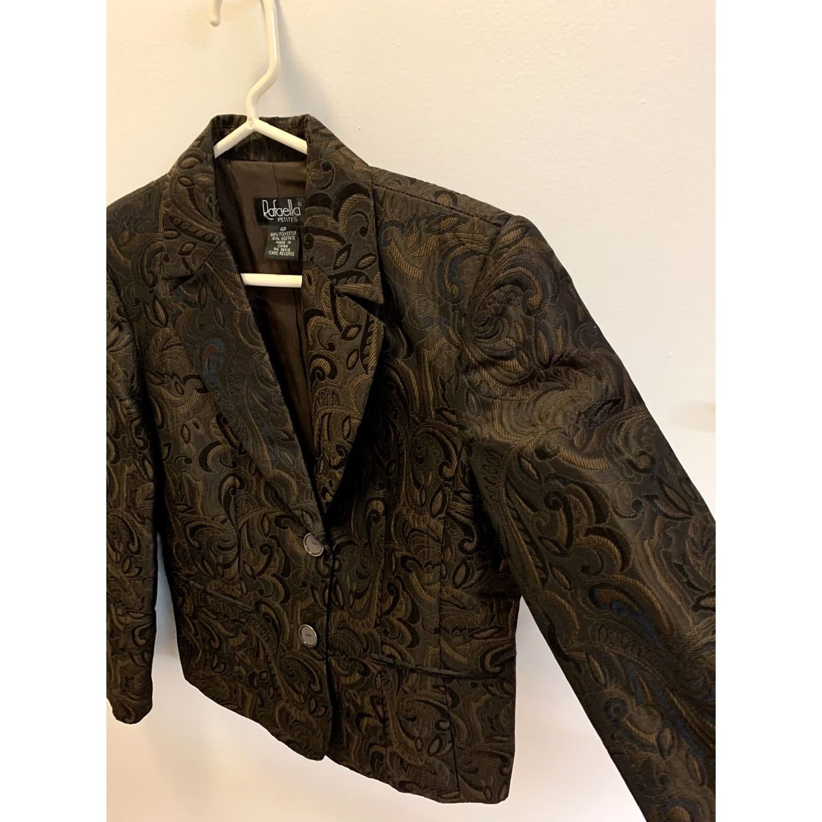 Vintage Rafaella Jacket Brocade Brown/Bronze 4P NWT Womens Mens Novelty Size S / US 4 / IT 40 - 4 Thumbnail