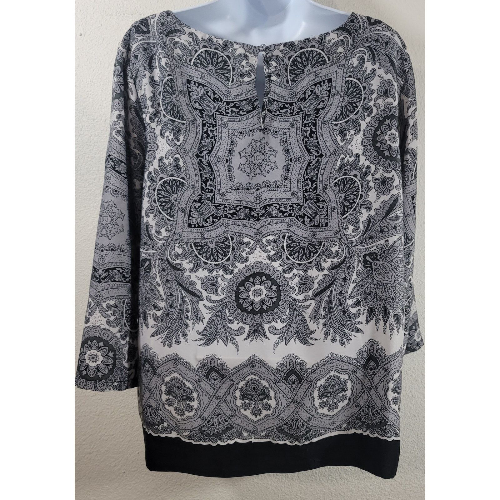 Other Willi Smith Black Gray White Floral Print Top Large Flowy Size L / US 10 / IT 46 - 2 Thumbnail