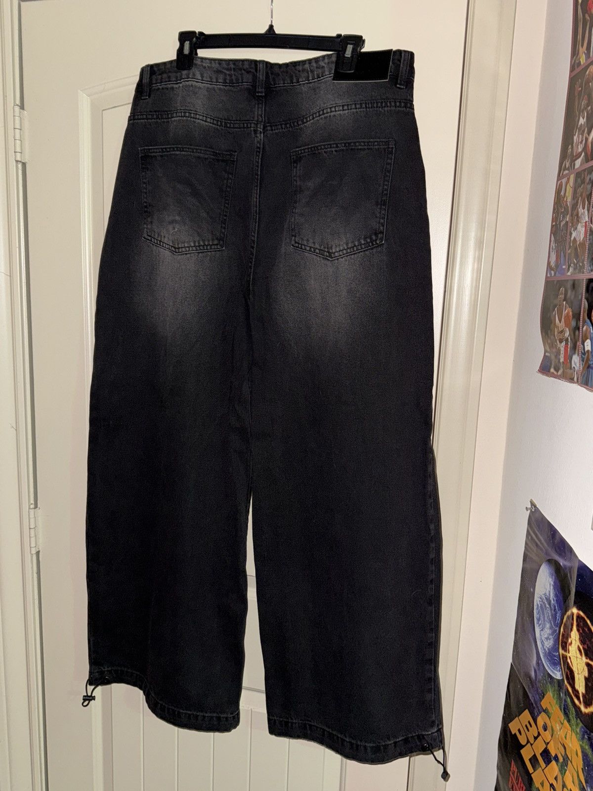 Boohoo Wide Leg Black Denim Pants Size US 36 / EU 52 - 4 Thumbnail